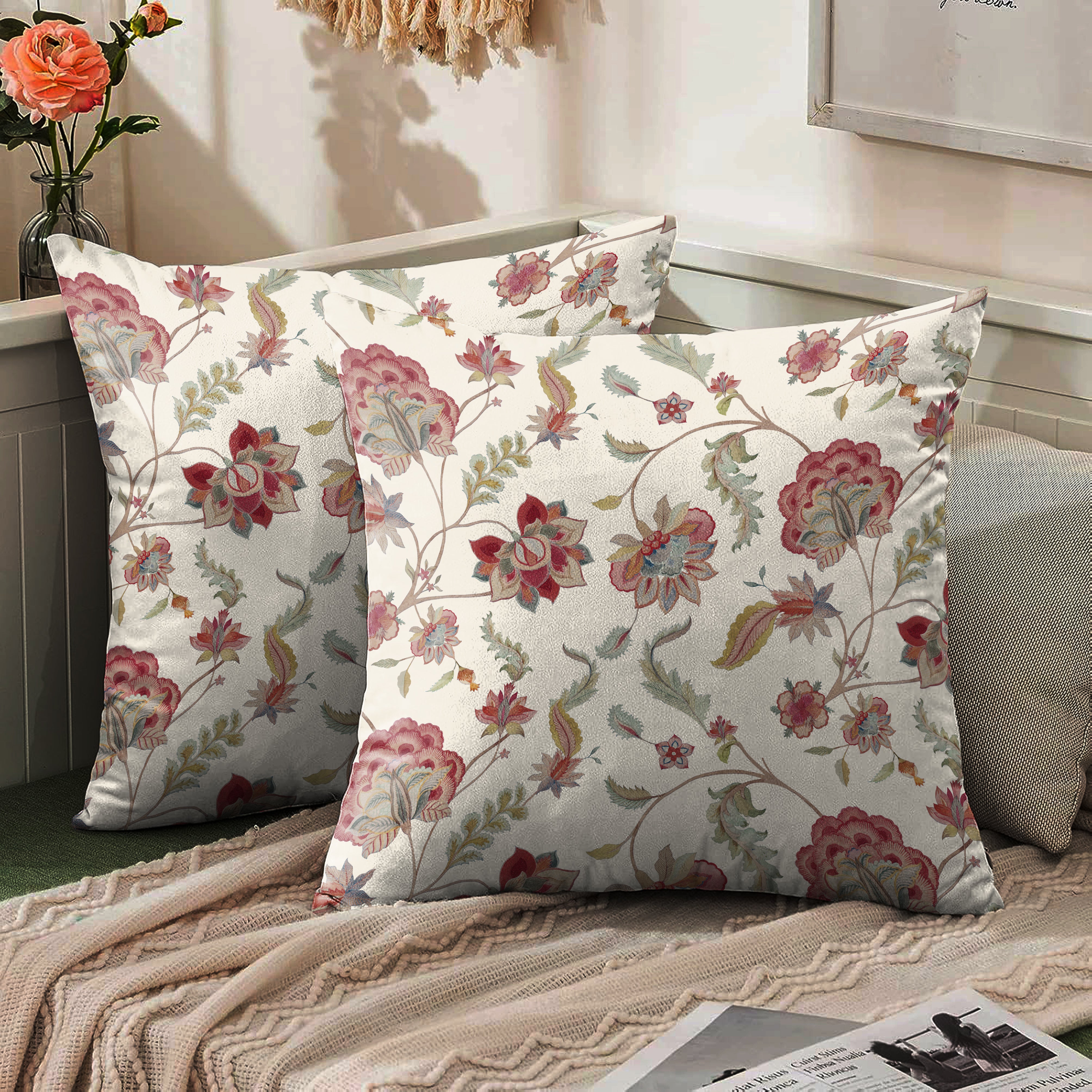 ASHFORD RED DIGITAL PRINTED CUSHION COVER (Pack of 2)