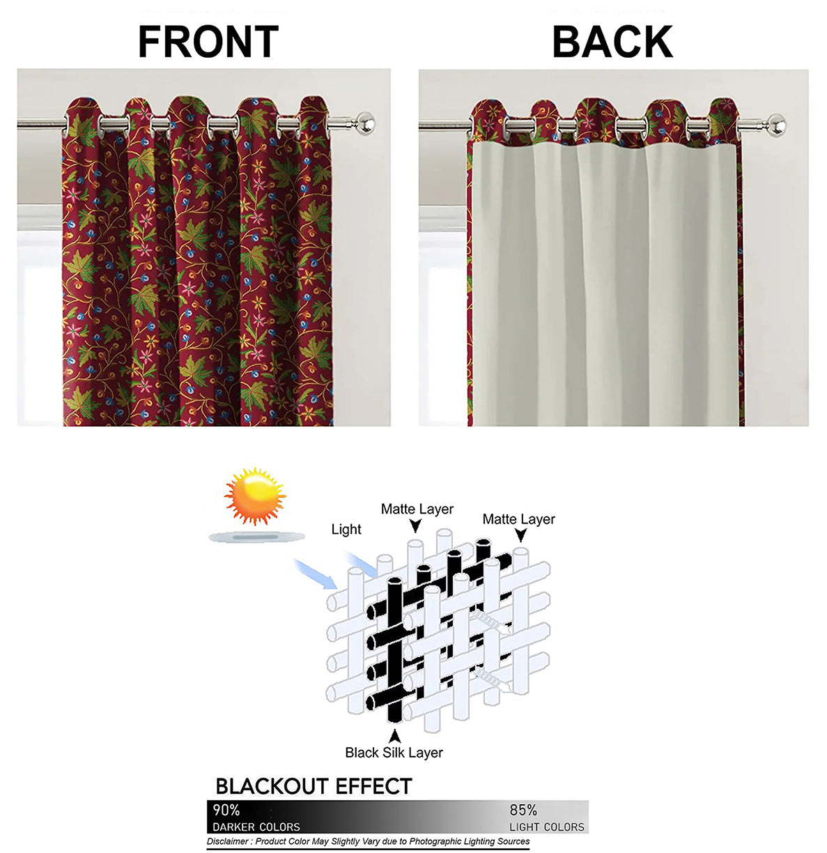 VAROSKI KASHMIRI RED PRINTED DIMOUT/100% BLACKOUT CURTAIN