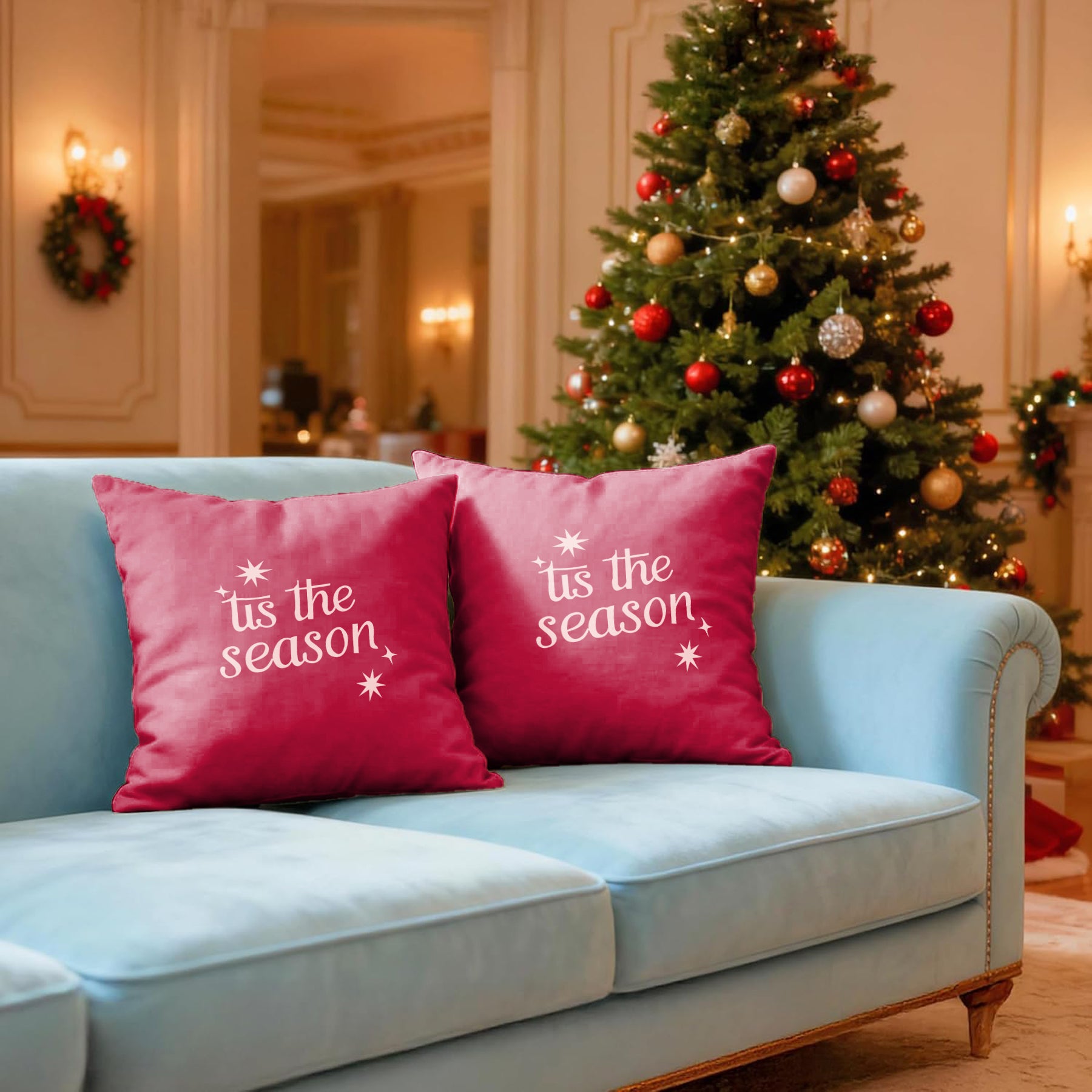 CHRISTMAS TIS THE SEASON CUSHION COVER (Pack of 2)