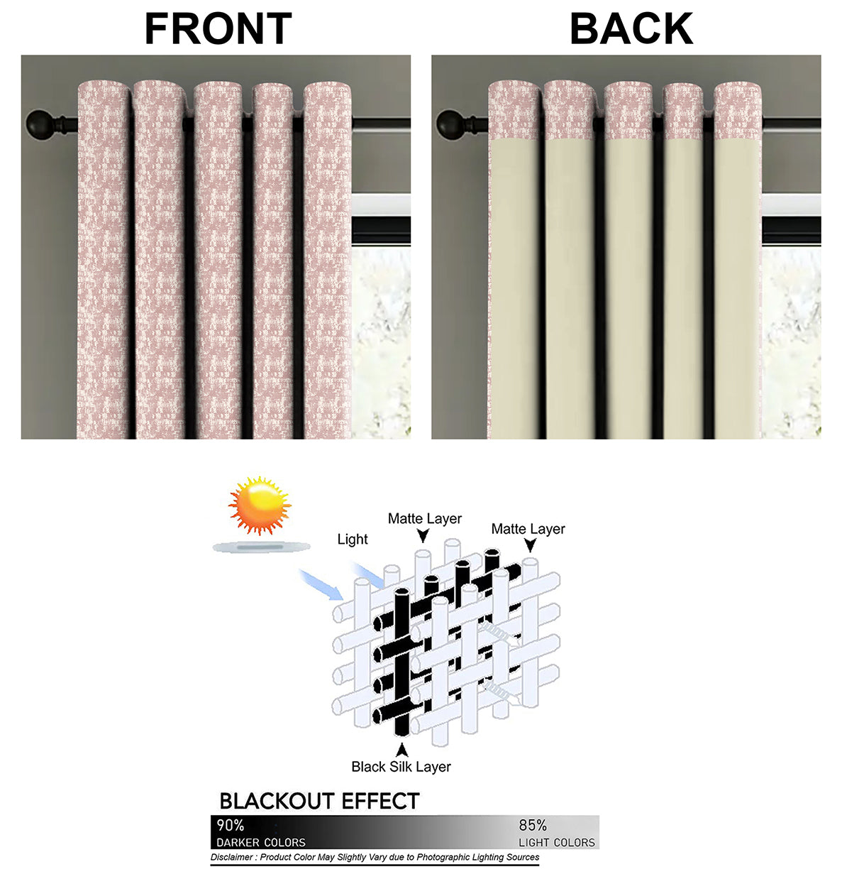 Venice Baby Pink Blackout Curtain