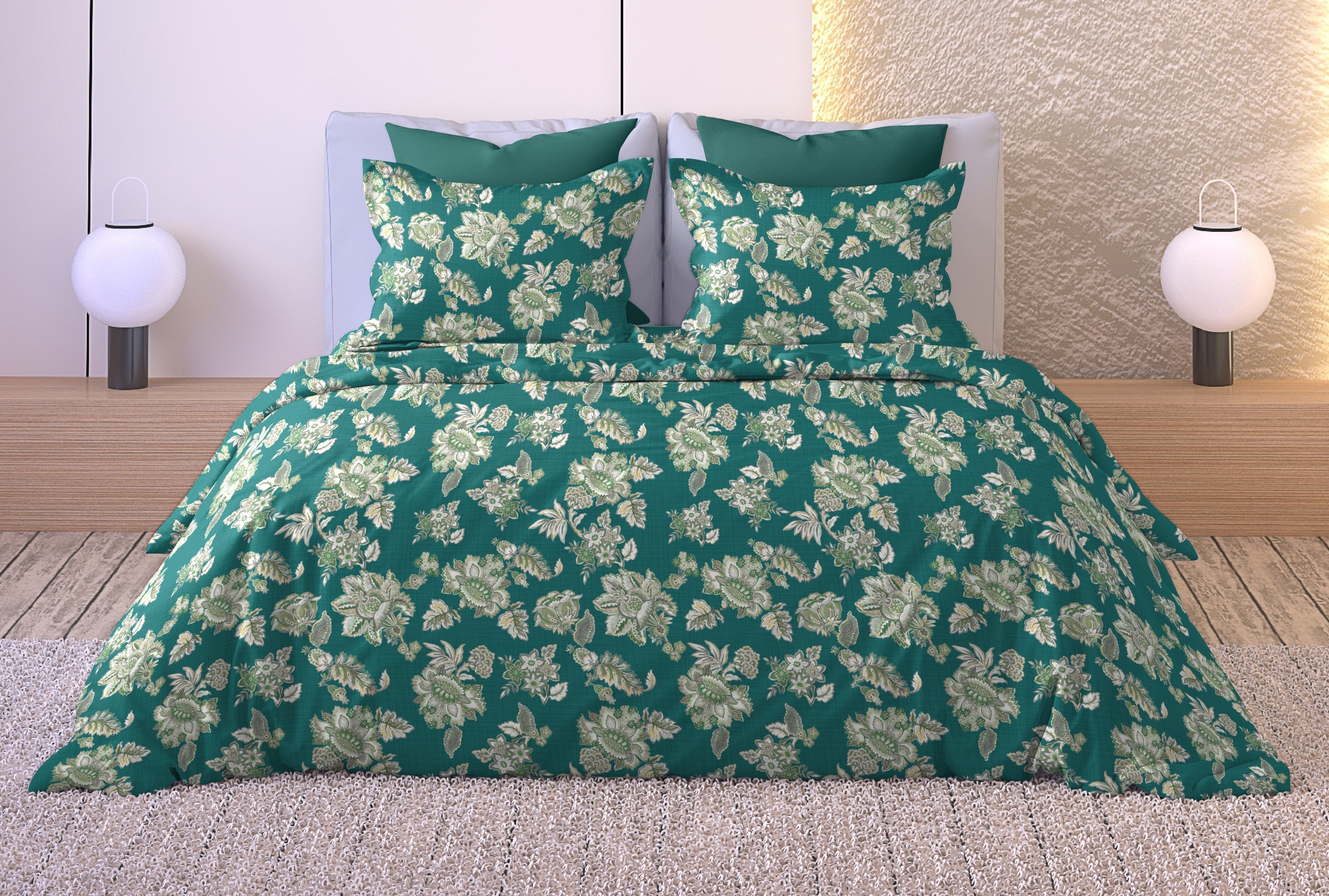 ANZIO TEAL BEDSHEET WITH PILLOWCOVER