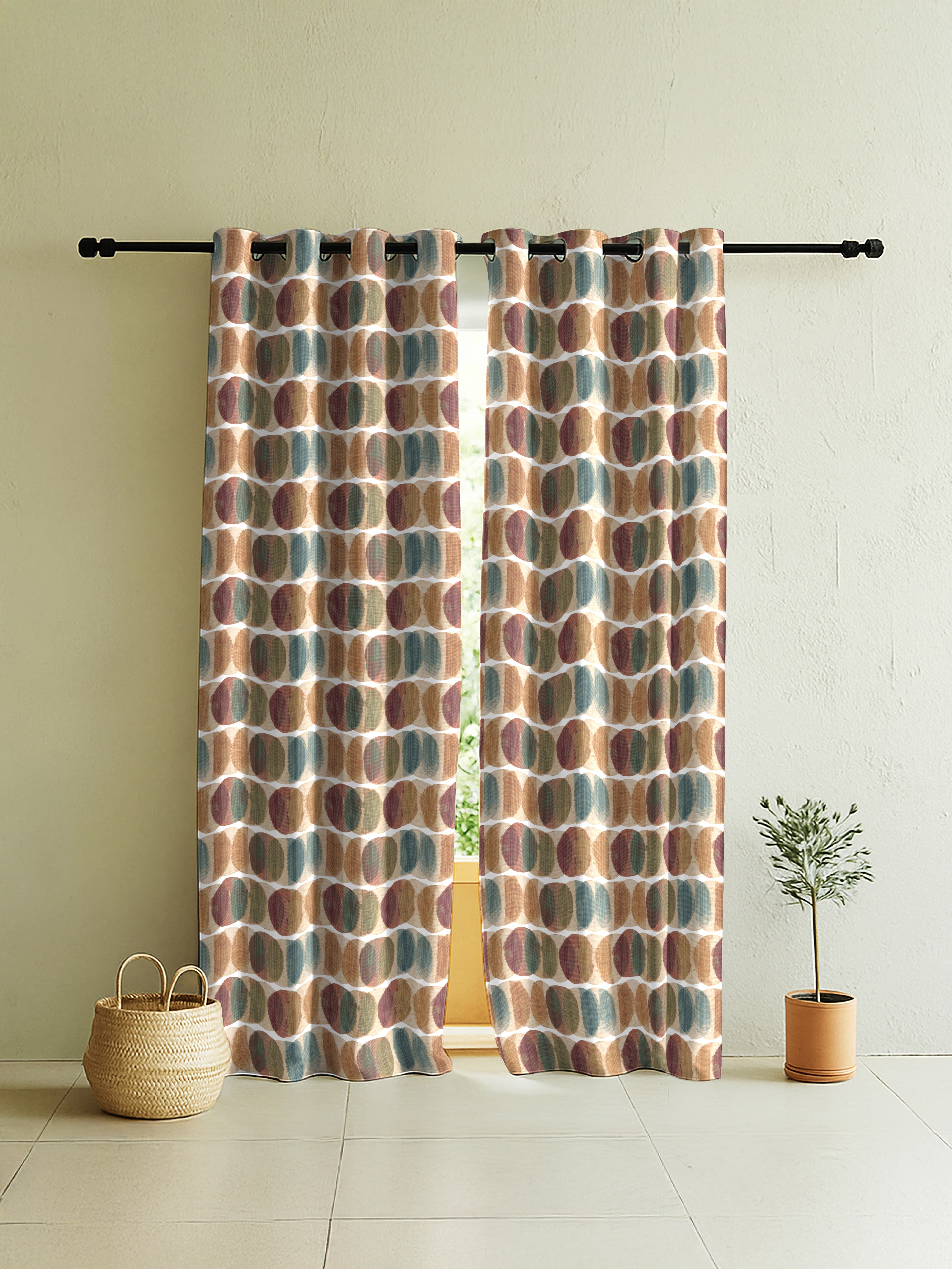 ELMORE MATTY ORANGE PRINTED ROOM DARKENER CURTAIN