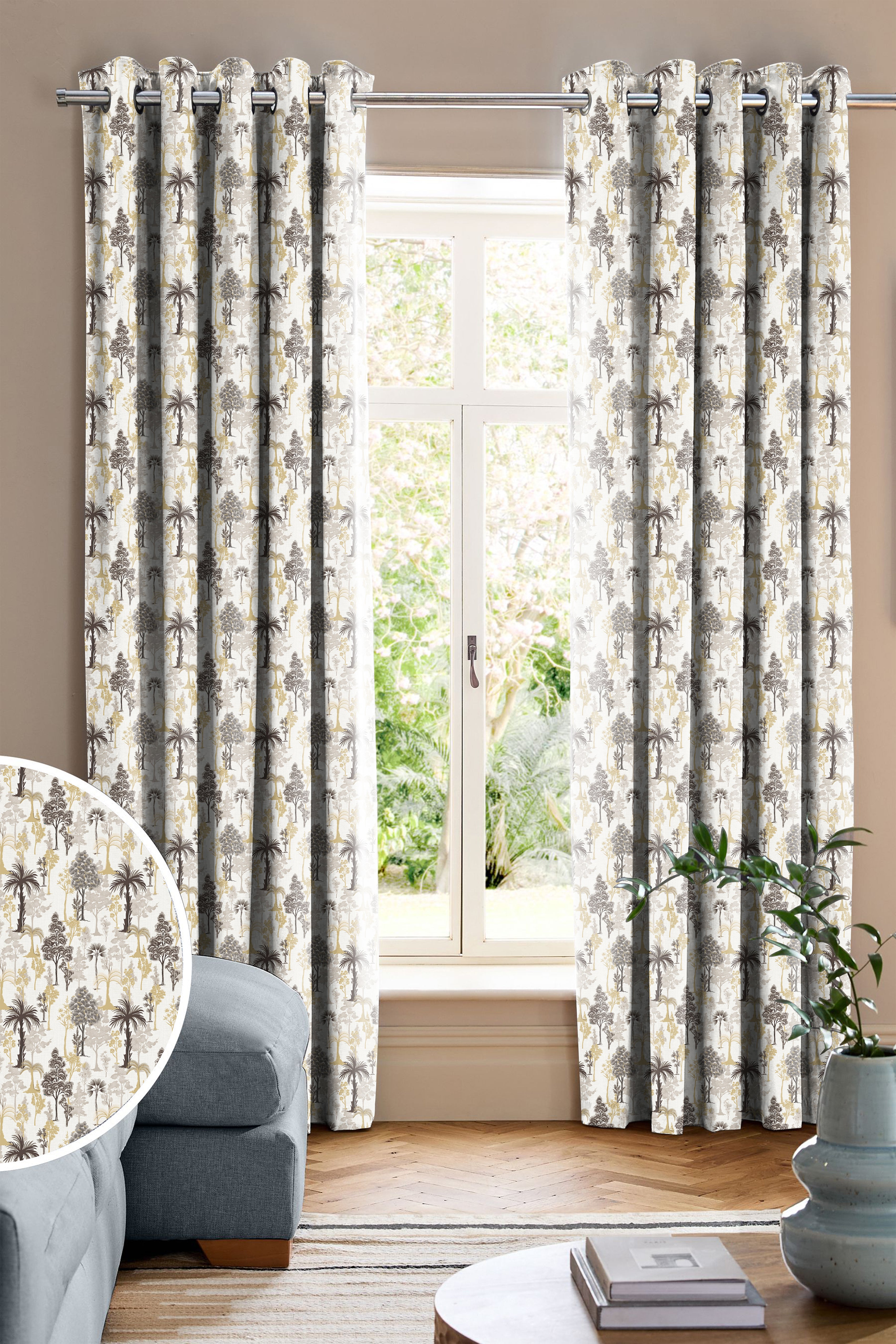 GENOA LEMON ROOM DARKENING PRINTED CURTAIN