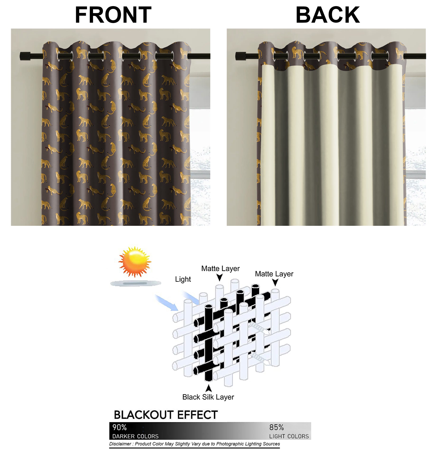 Leopard Brown Printed Blackout Curtain