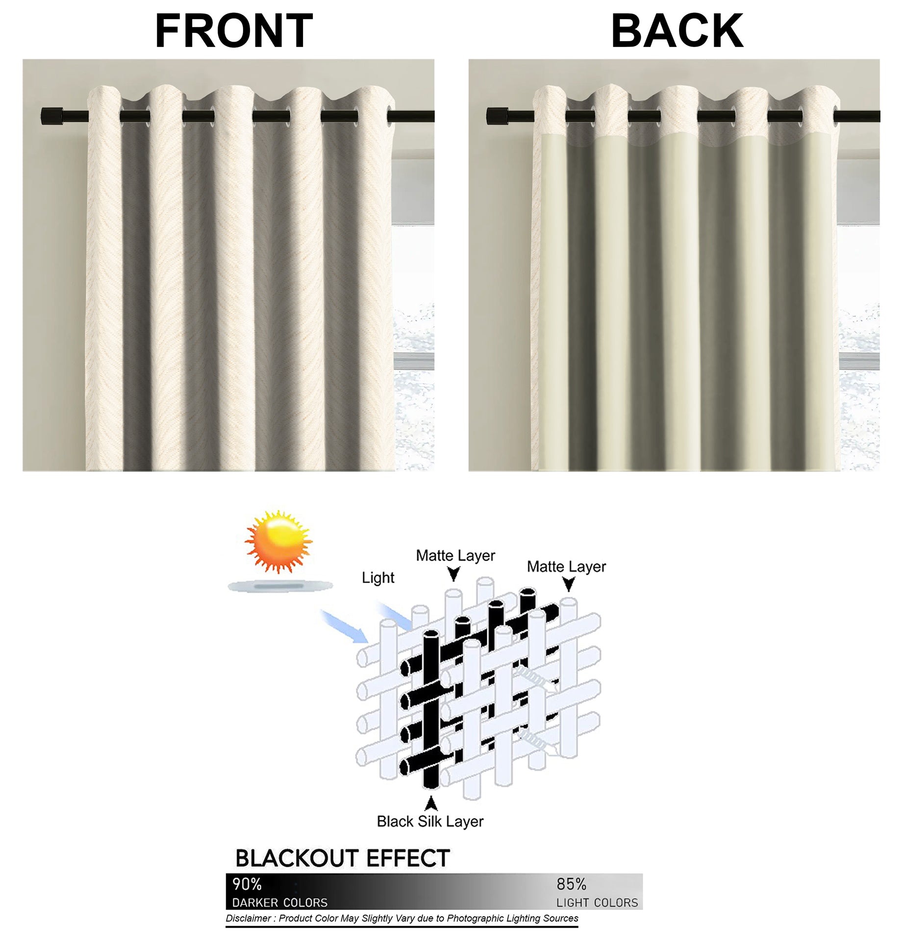 Luxor Natural Printed Blackout Curtains