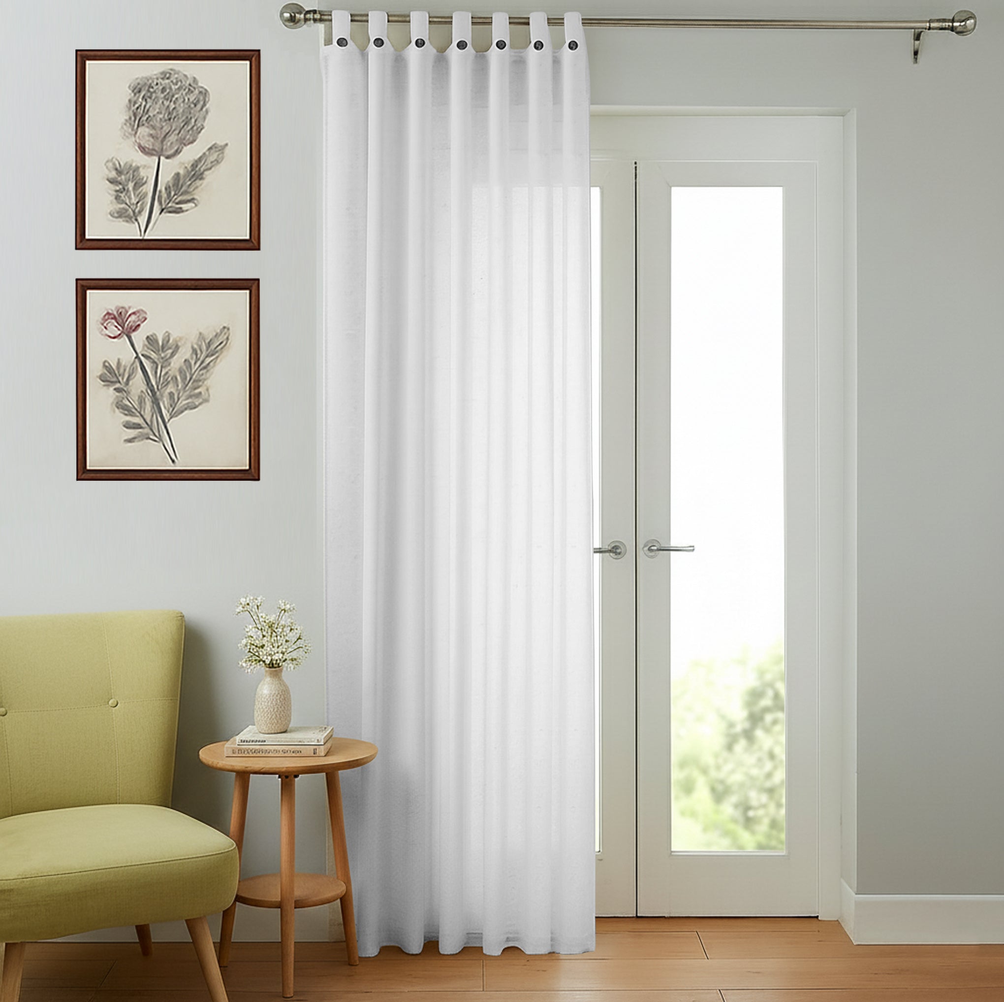 WHITE LINEN SHEER CURTAIN