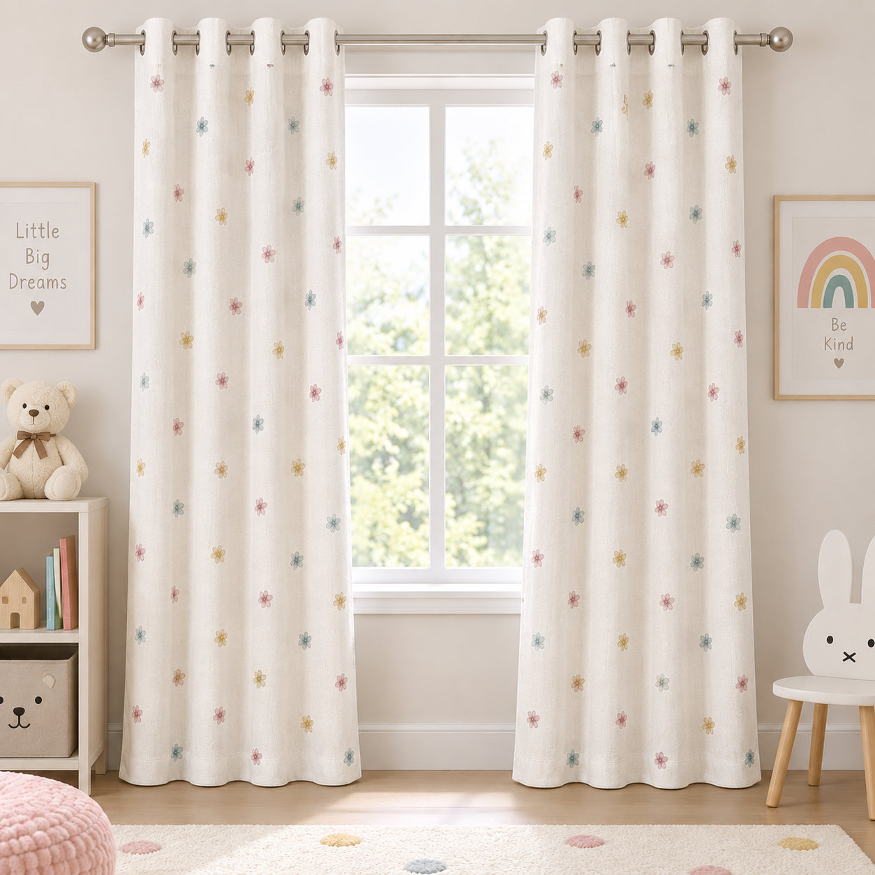Multi Flower Printed Curtain