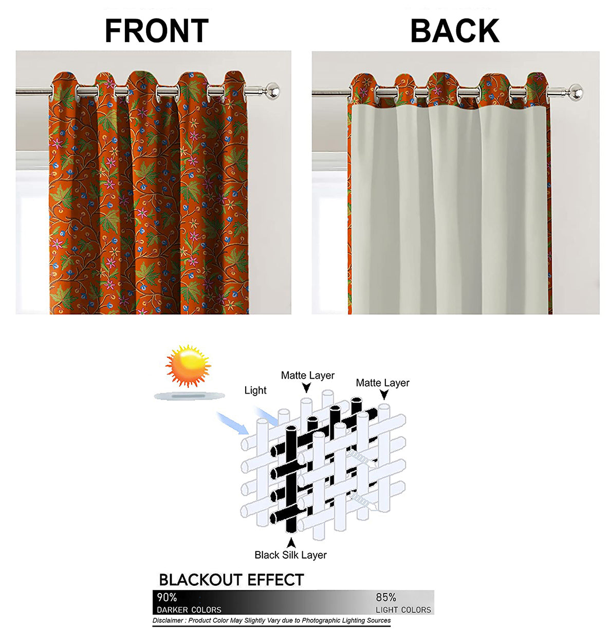VAROSKI KASHMIRI ORANGE PRINTED BLACKOUT CURTAIN