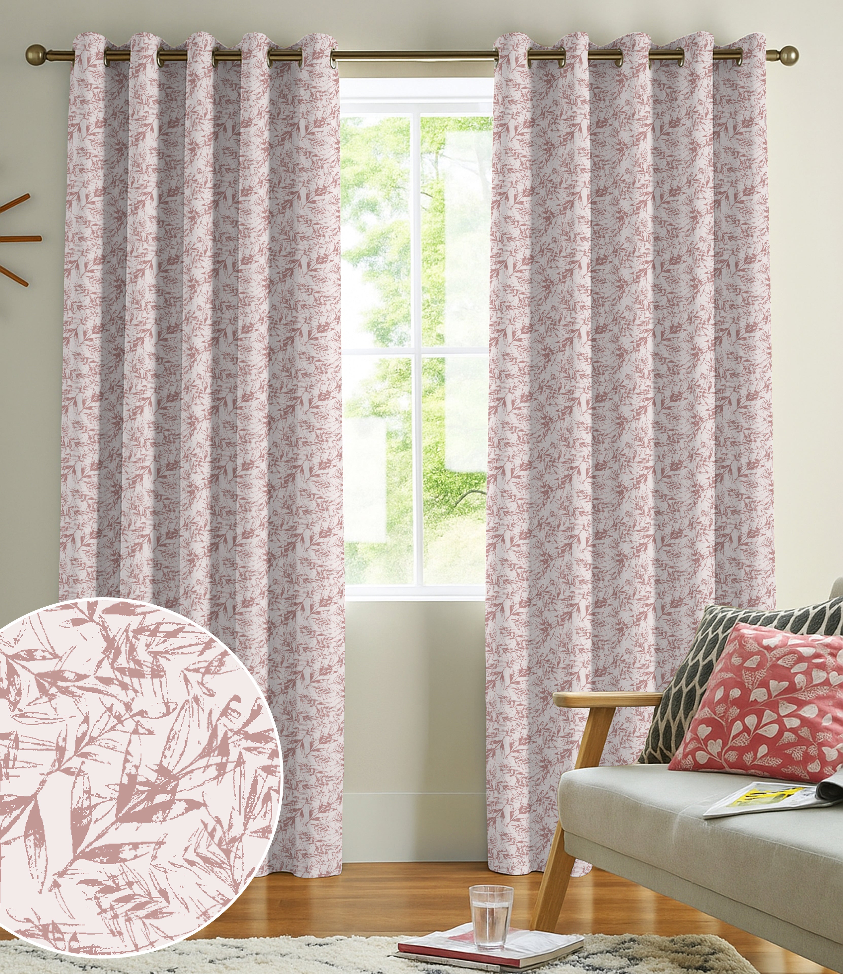 KENTON PINK PRINTED BLACKOUT CURTAIN