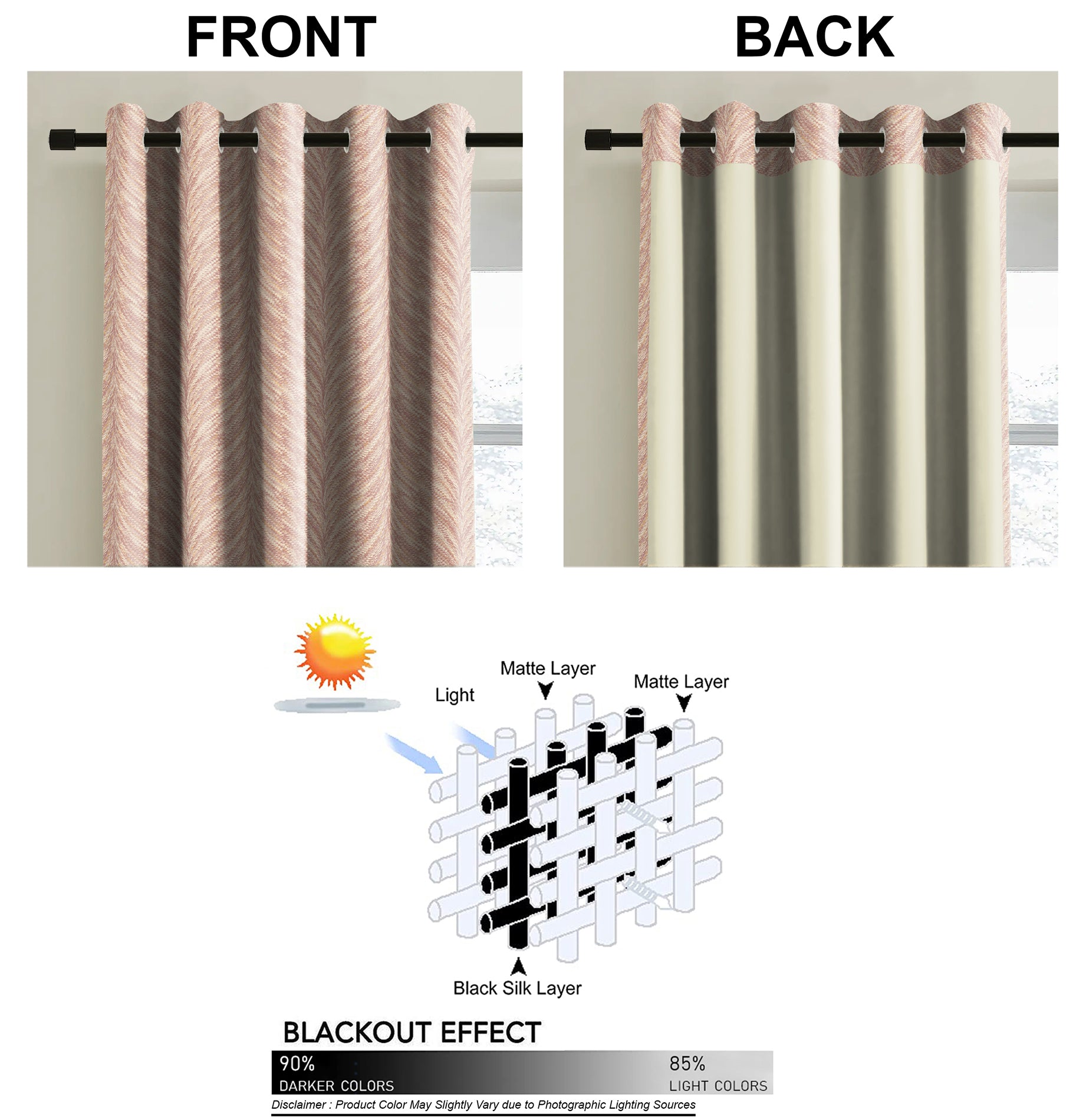 Luxor Rose Printed Blackout Curtains