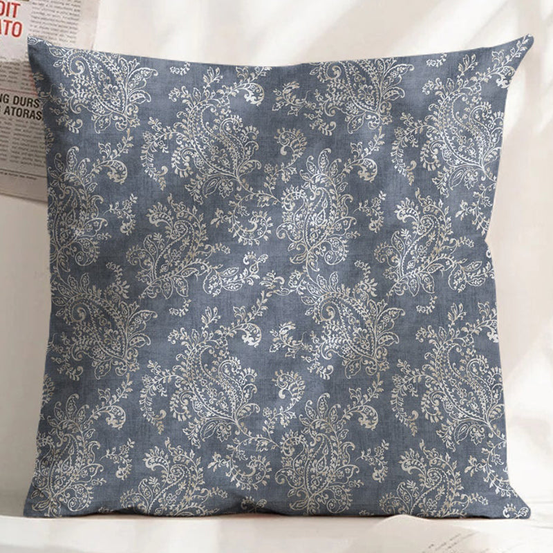 JODHPUR FLOWERS DIGITAL PRINTED CUSHION COVER INDIGO (Pack of 2)