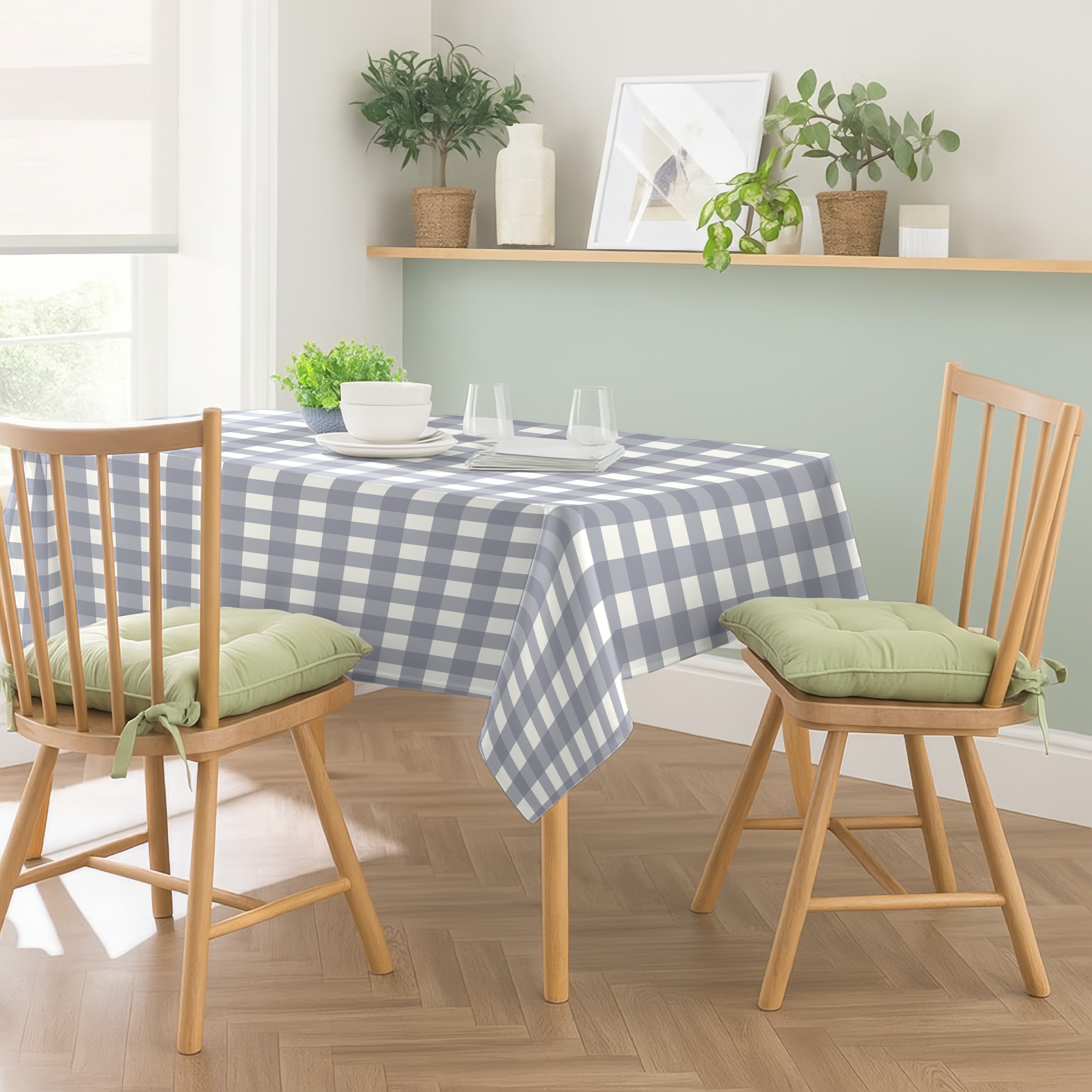 SPRING GALLERY BIG CHECK GREY TABLE CLOTH