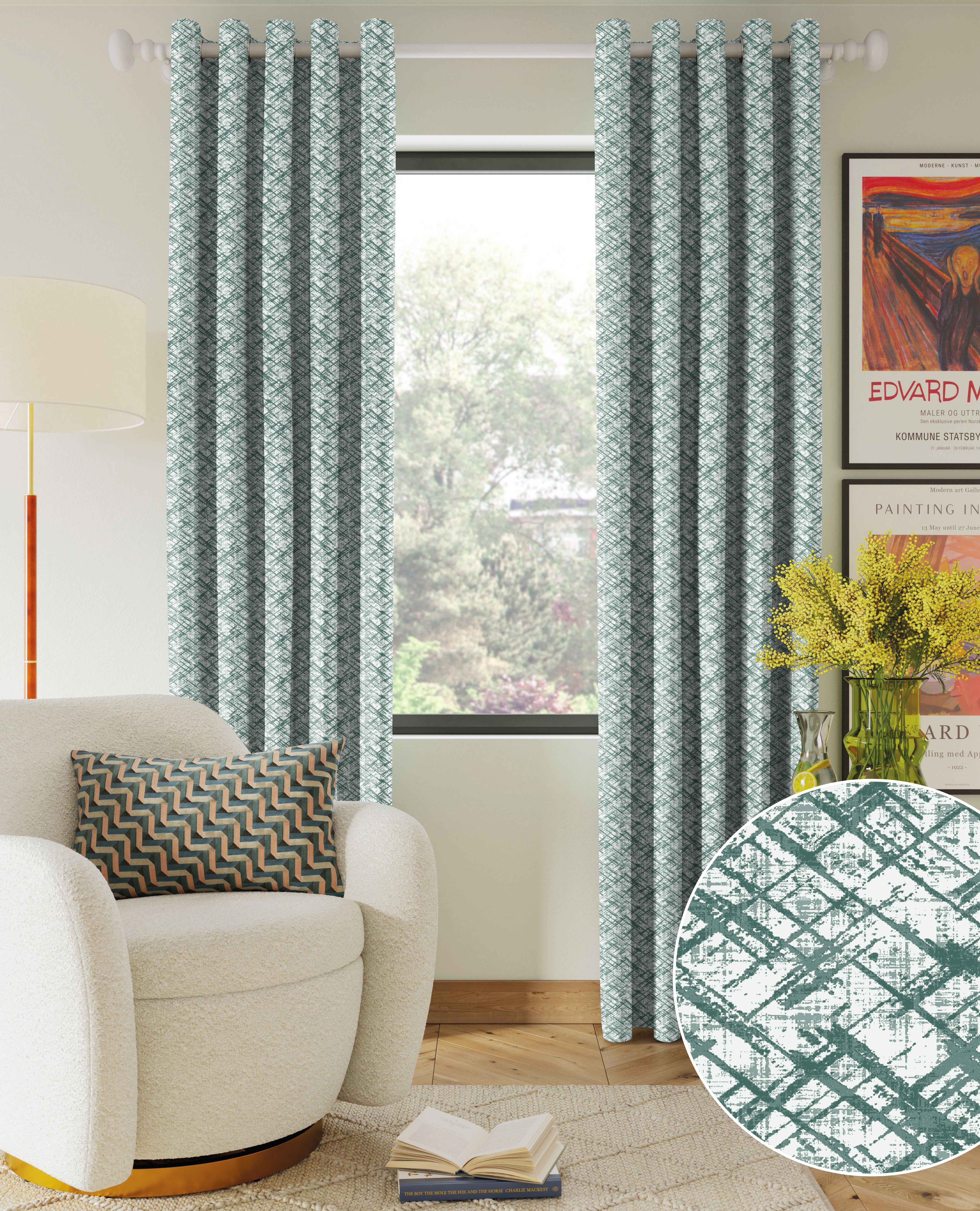 DITSY SEAGREEN PRINTED BLACKOUT CURTAIN