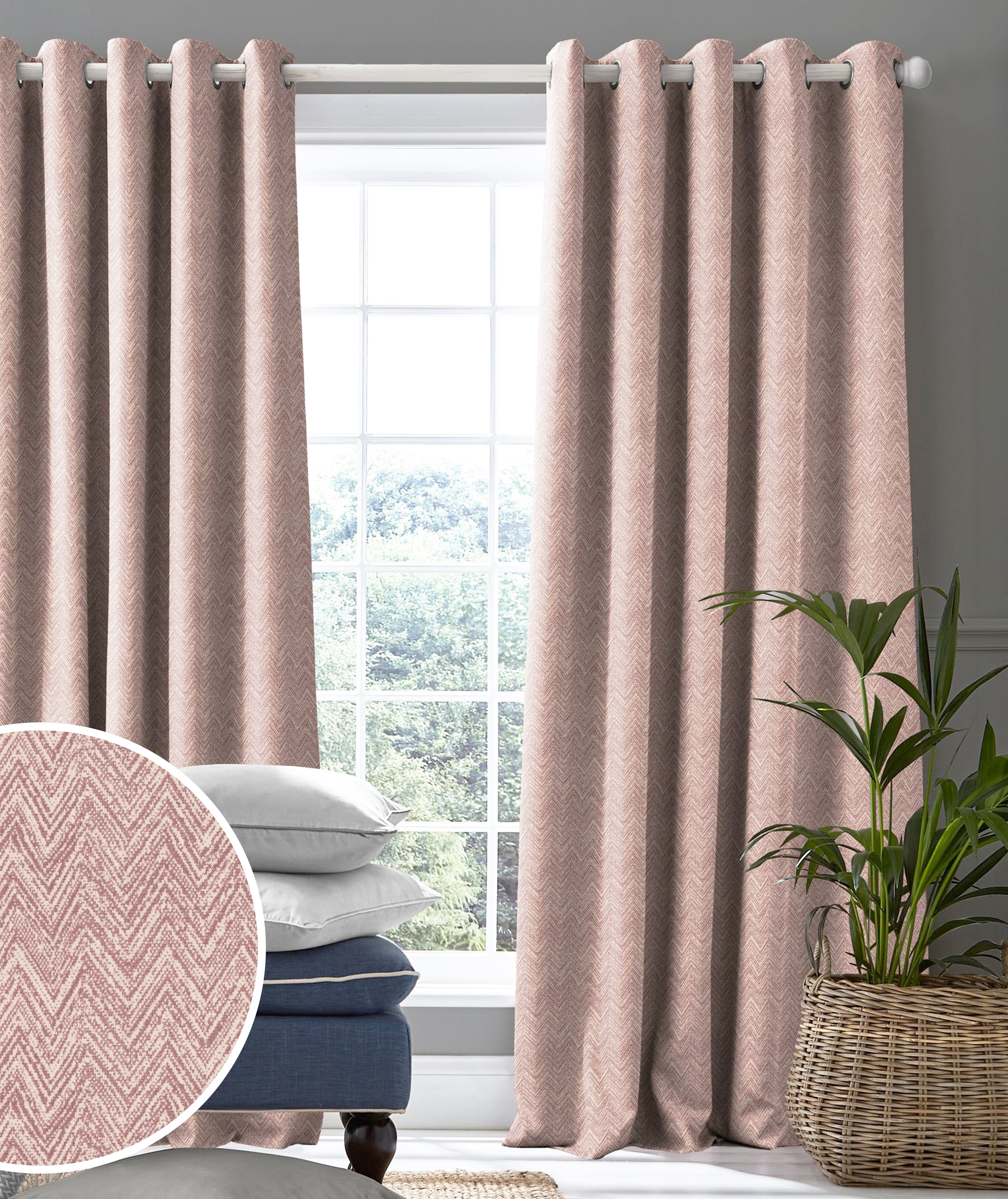 SONORA MEDIUM-PINK PRINTED BLACKOUT CURTAIN