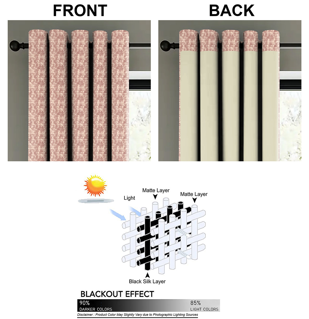 Venice M-Pink Blackout Curtain