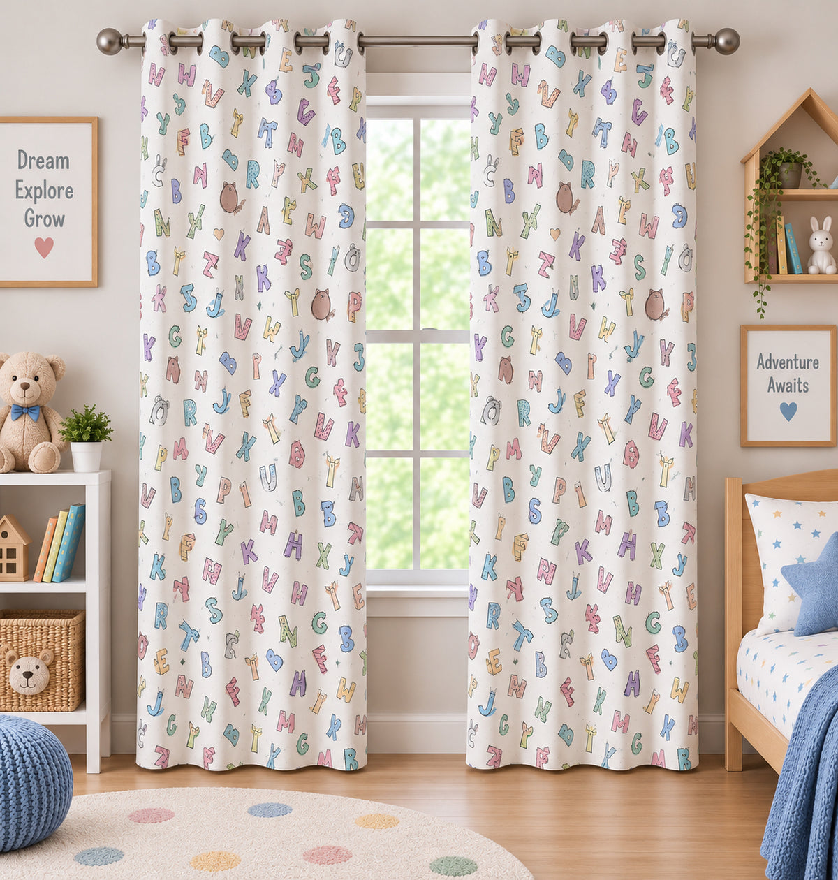 Happy Learning Printed Curtain