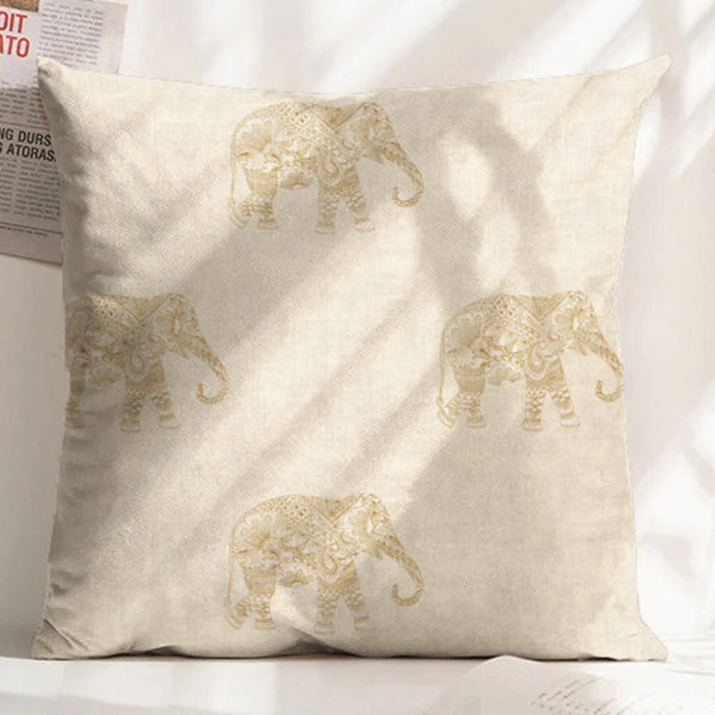 JODHPUR ELEPHANT DIGITAL PRINTED CUSHION COVER BISCUIT (Pack of 2)