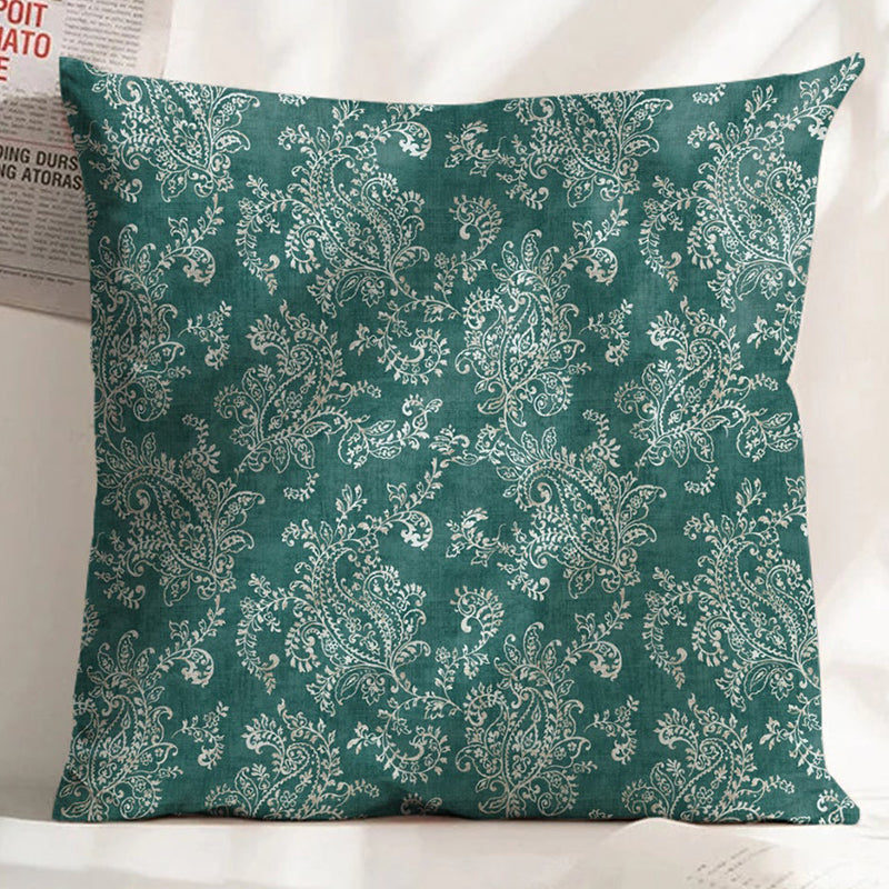 JODHPUR FLOWERS DIGITAL PRINTED CUSHION COVER TEAL (Pack of 2)