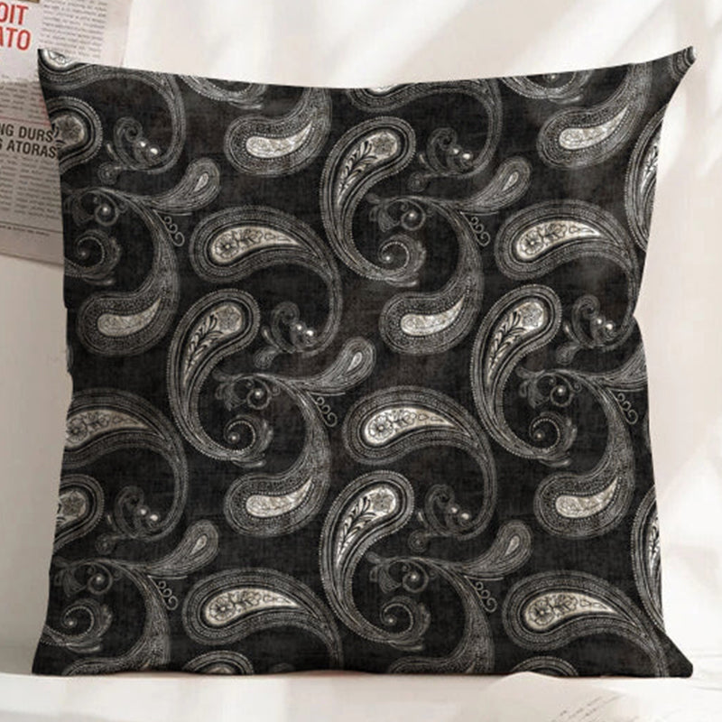 JODHPUR PAISLEY DIGITAL PRINTED CUSHION COVER BLACK (Pack of 2)