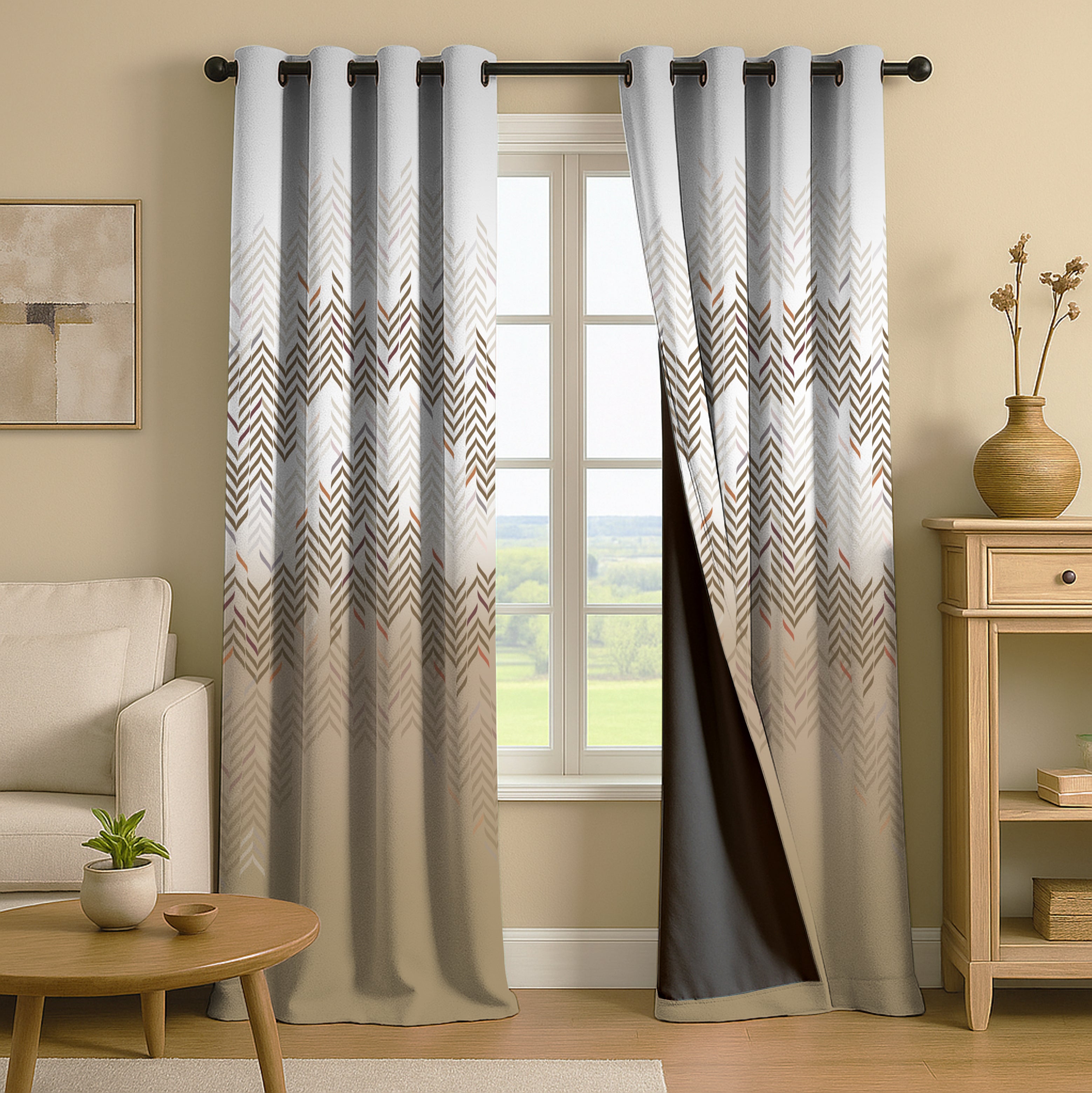 JORDAN COFFEE PRINTED BLACKOUT CURTAIN