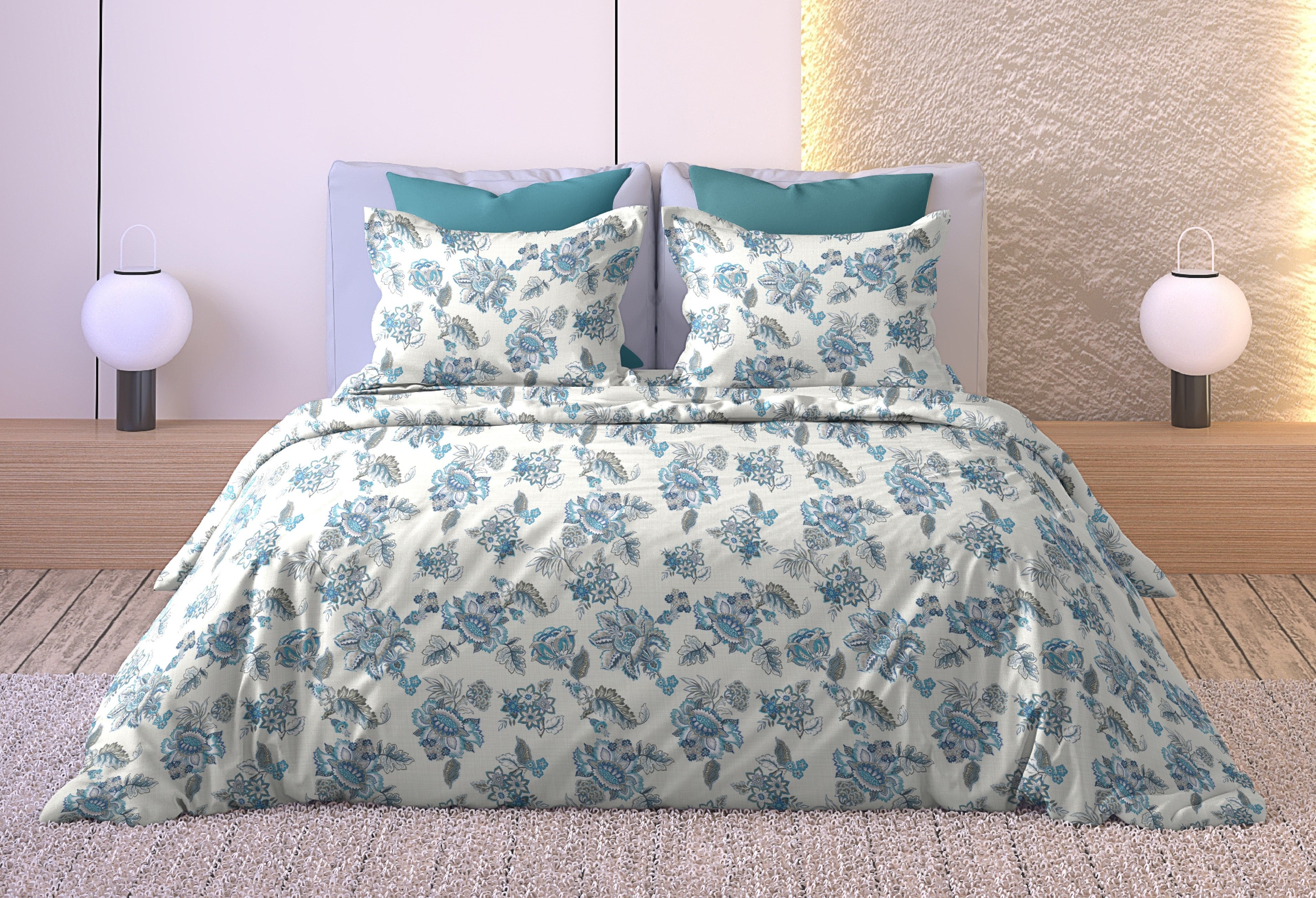ANZIO BLUE BEDSHEET WITH PILLOWCOVER