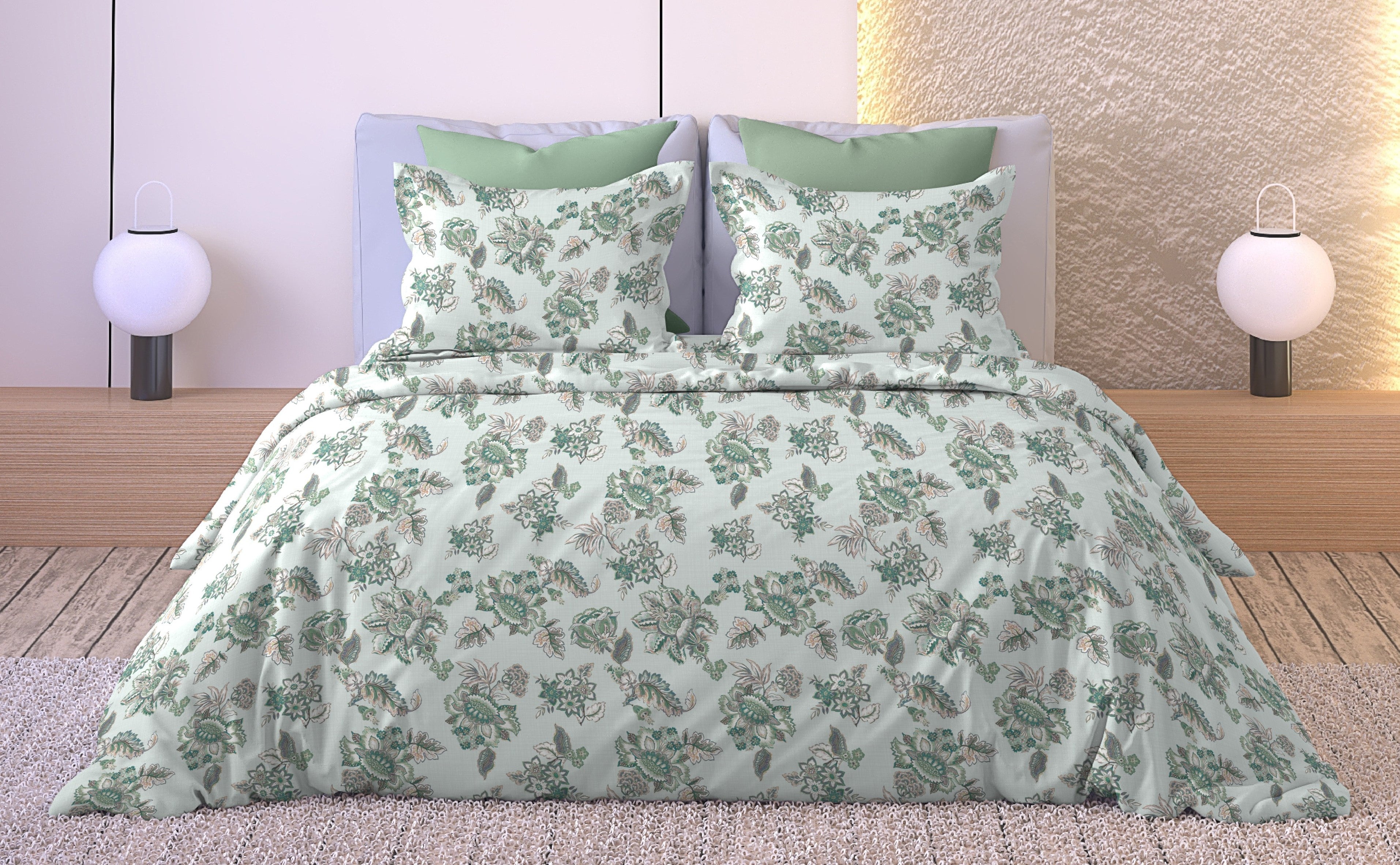 ANZIO LIGHTGREEN BEDSHEET WITH PILLOWCOVER
