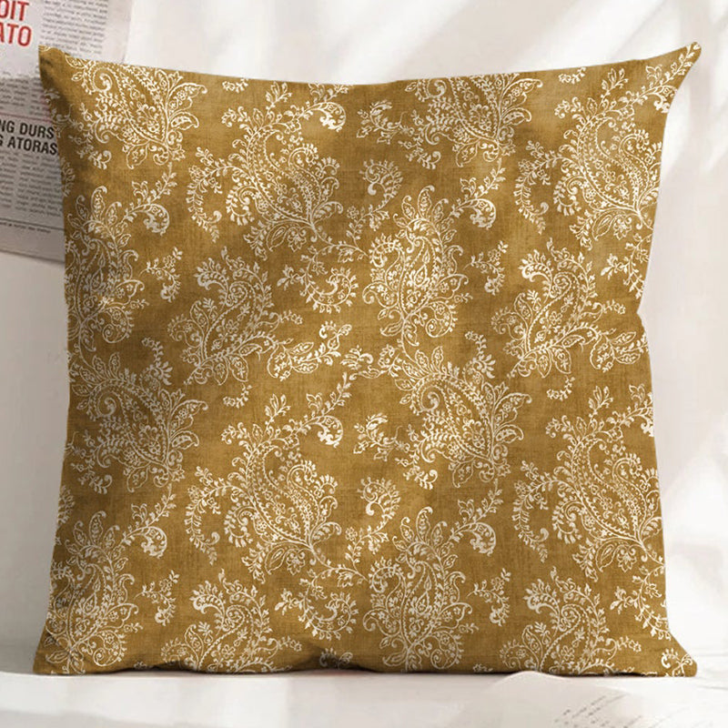 JODHPUR FLOWERS DIGITAL PRINTED CUSHION COVER CAMEL (Pack of 2)