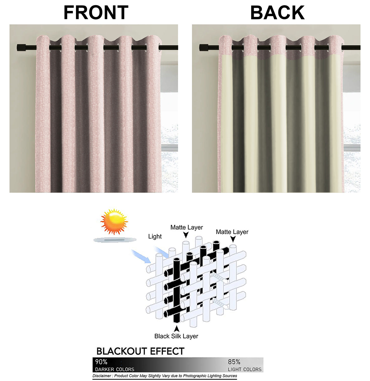 SUNBLOCK TEXTURE LASA BABY PINK PRINTED BLACKOUT CURTAIN