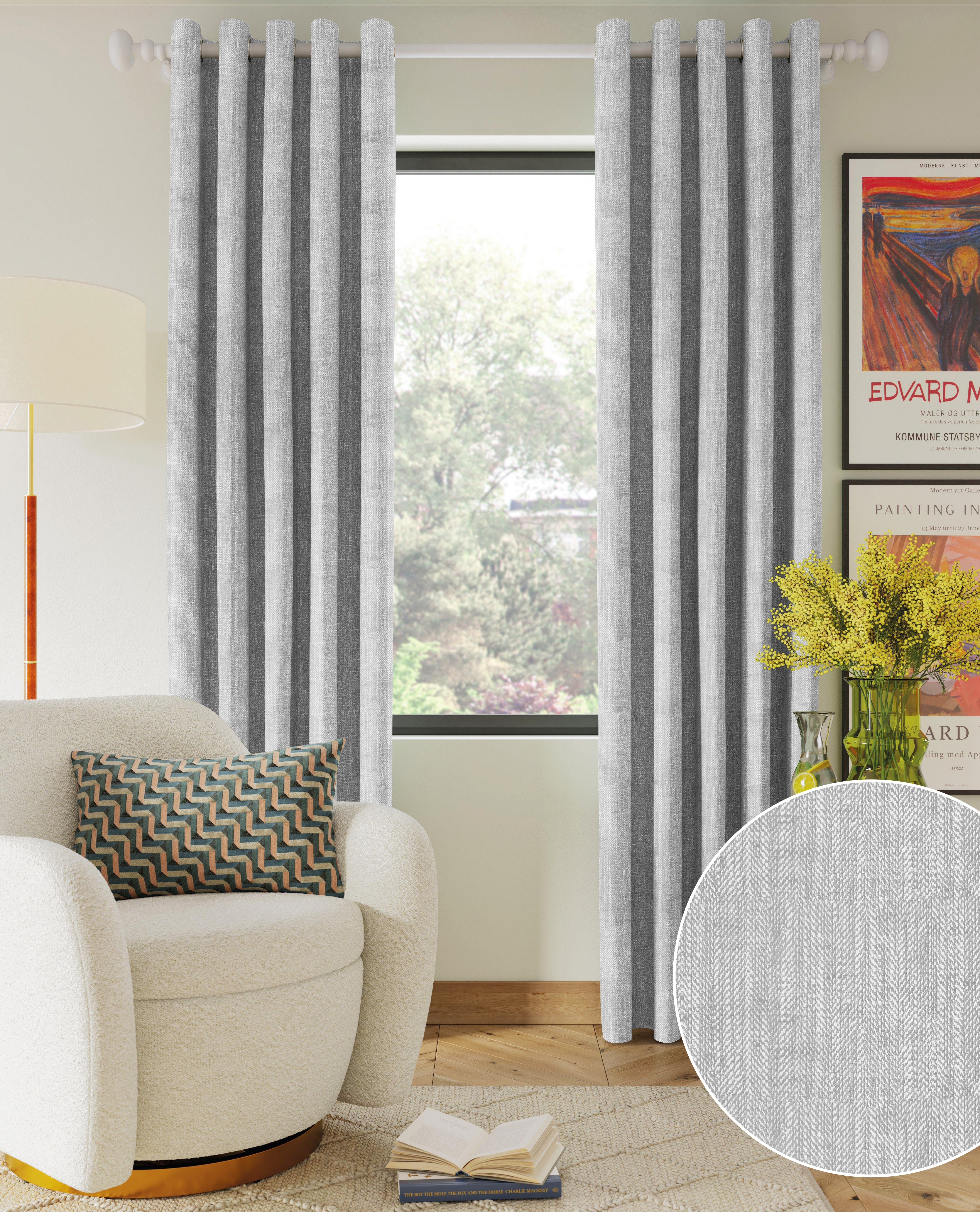 BELGRAVIA GREY PRINTED BLACKOUT CURTAIN
