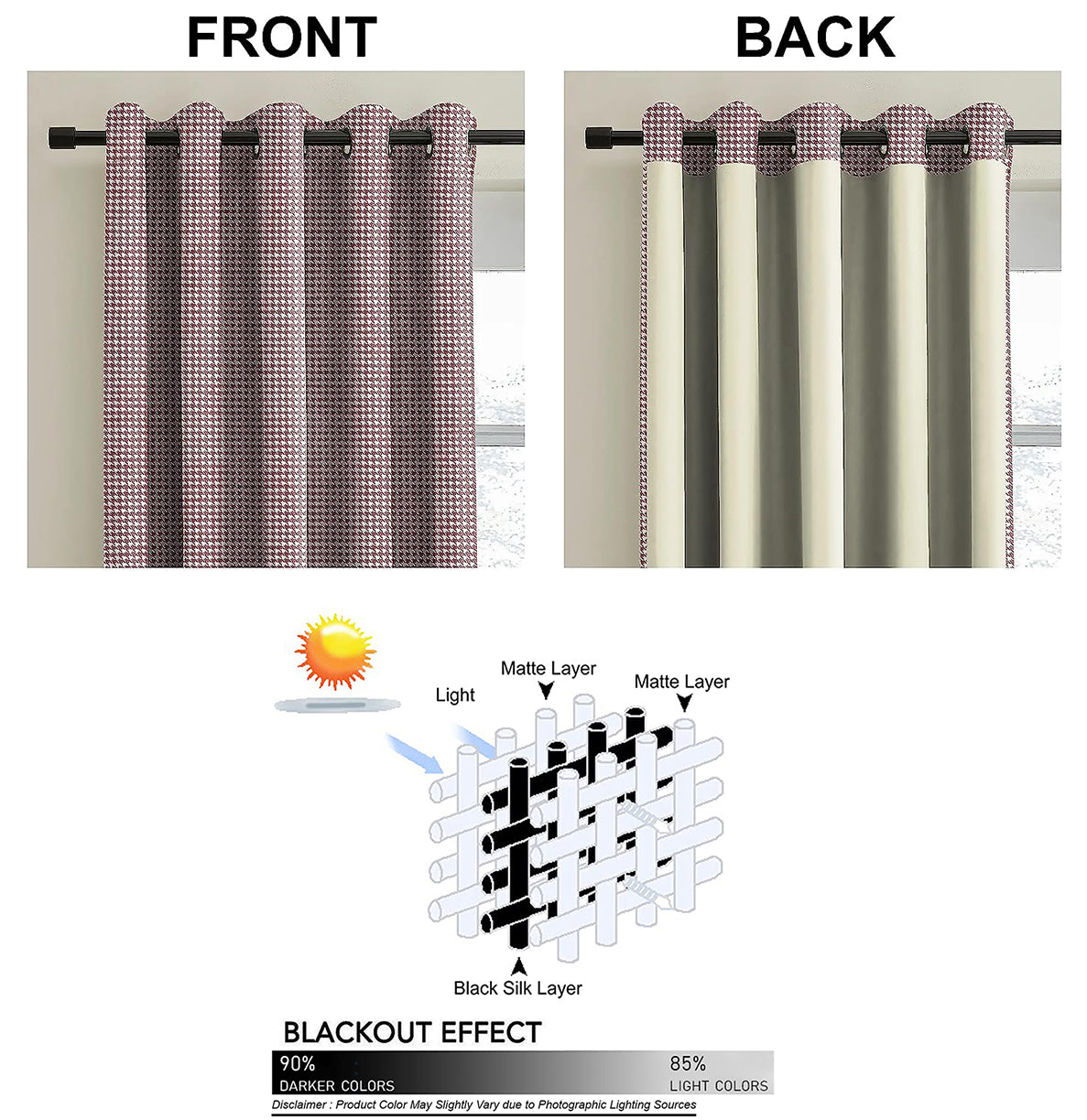 HOUNDSTOOTH M-PINK PRINTED BLACKOUT CURTAINS