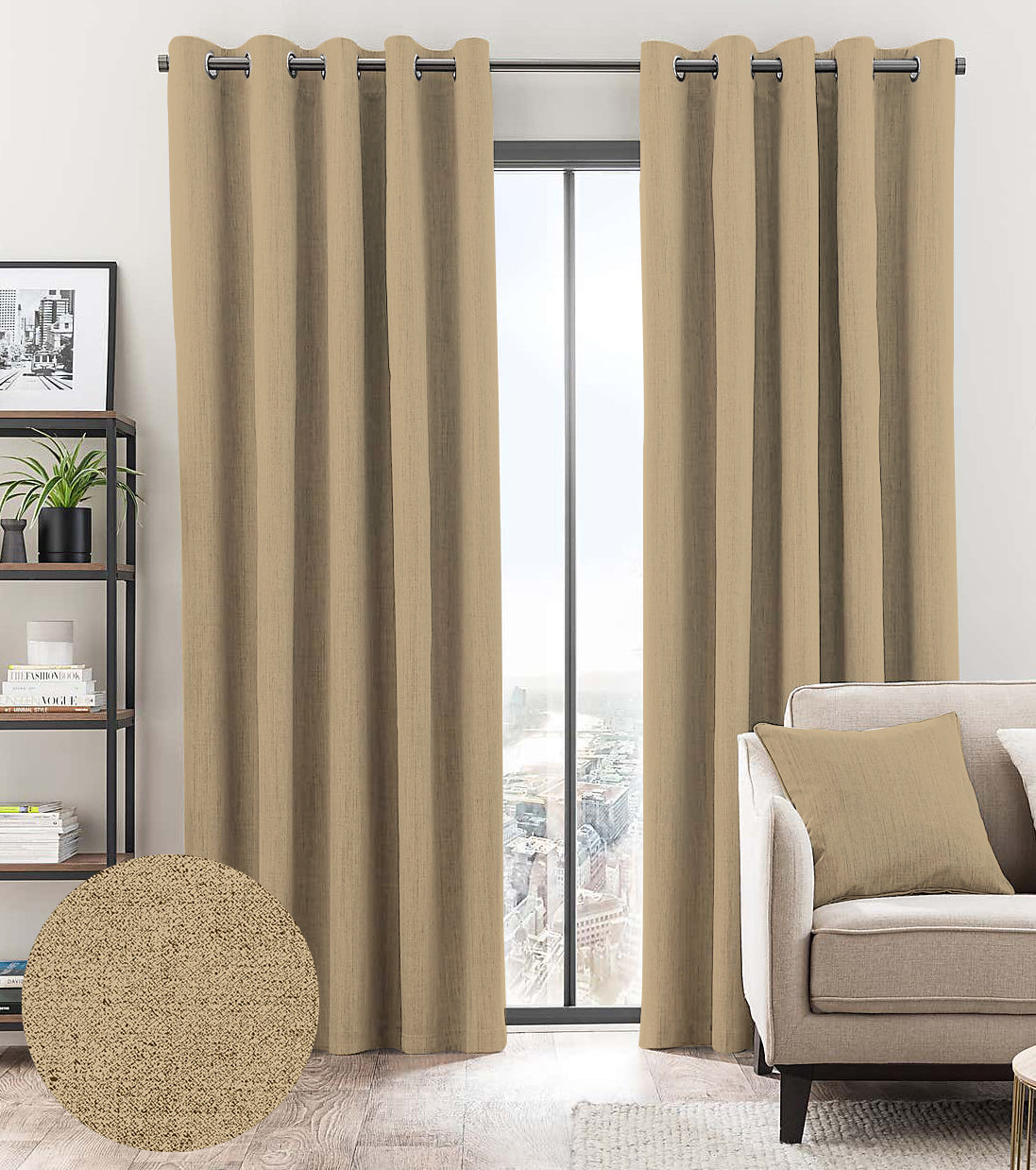 BROOKE DARK BROWN PRINTED BLACKOUT CURTAINS