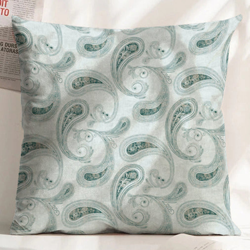 JODHPUR PAISLEY DIGITAL PRINTED CUSHION COVER WHITE/BLUE (Pack of 2)
