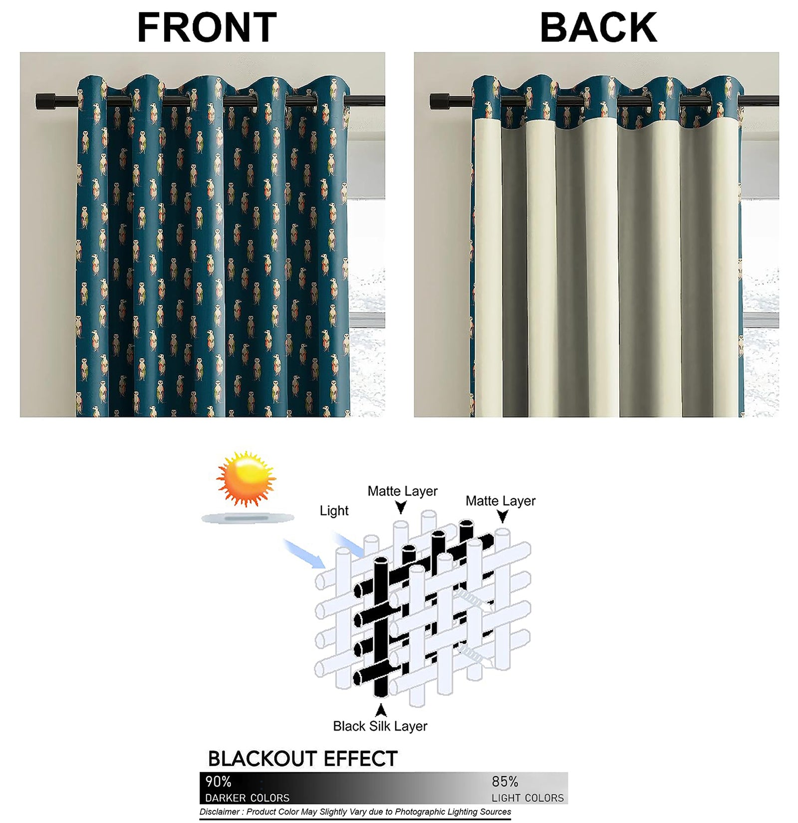 SELTOS TEAL PRINTED BLACKOUT CURTAIN