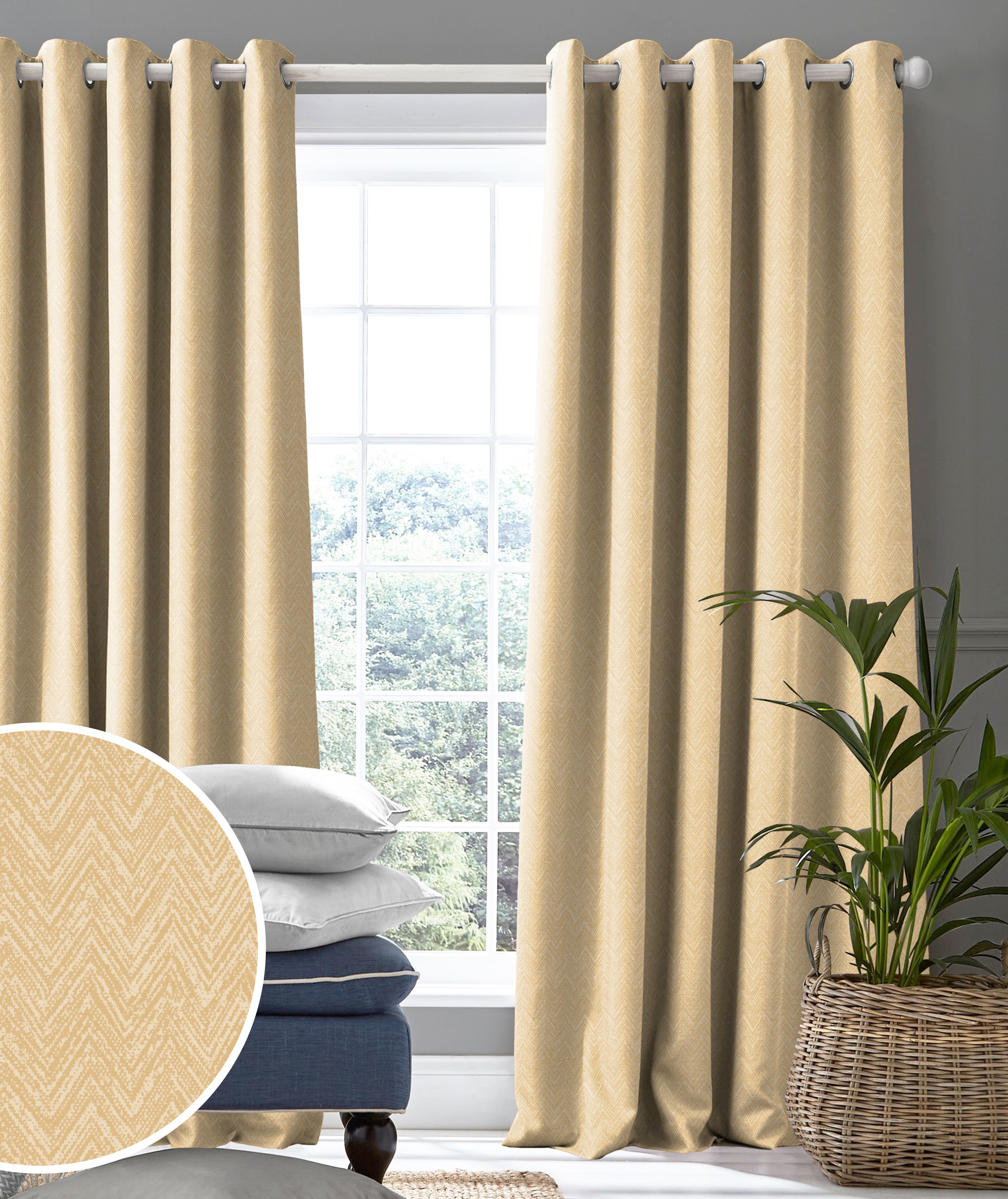 SONORA DARK MUSTARD PRINTED BLACKOUT CURTAIN