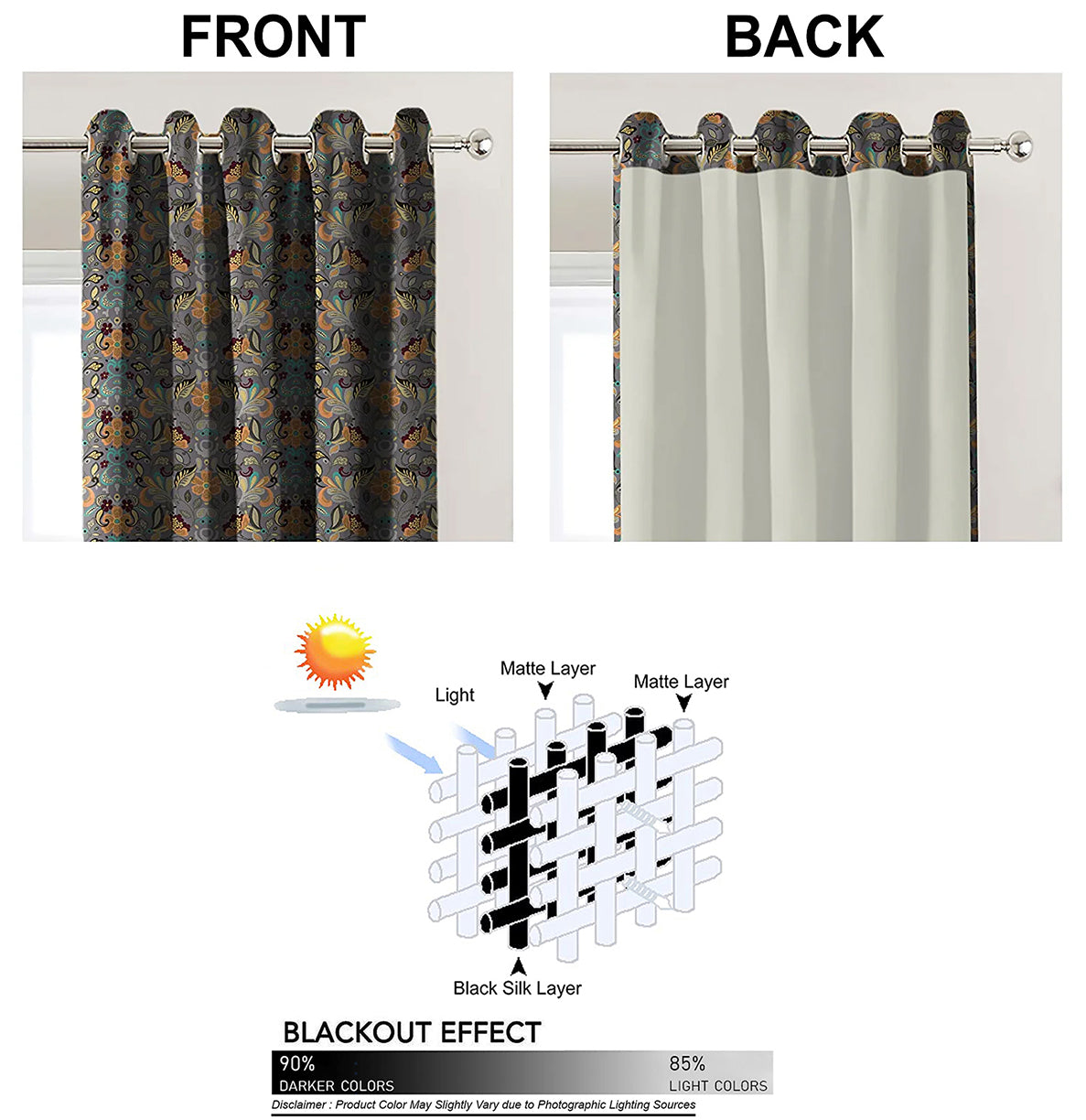 BAKER GREYISH PURPLE PRINTED BLACKOUT CURTAIN