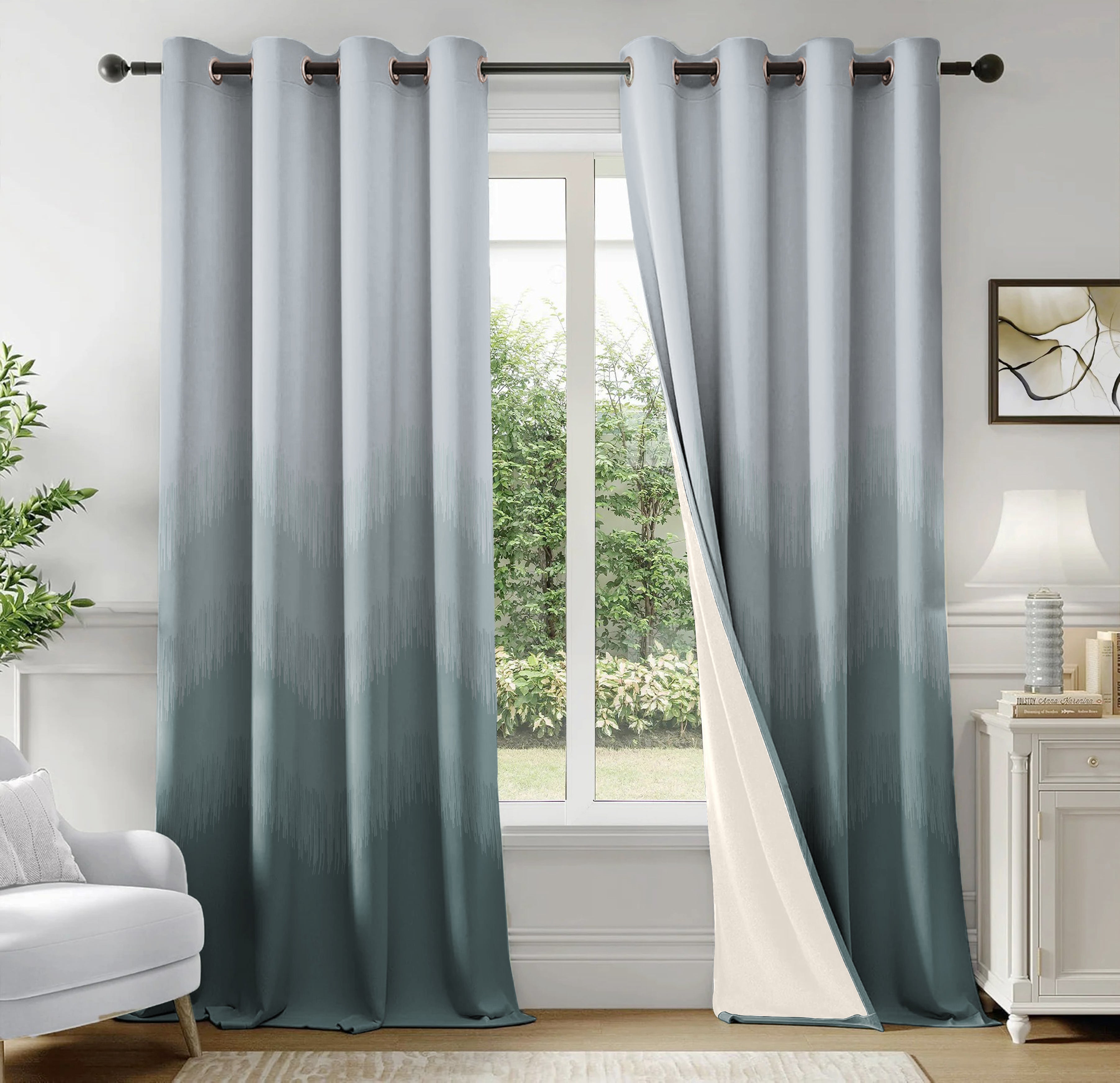KUDO TIFFANY BLUE PRINTED BLACKOUT CURTAIN