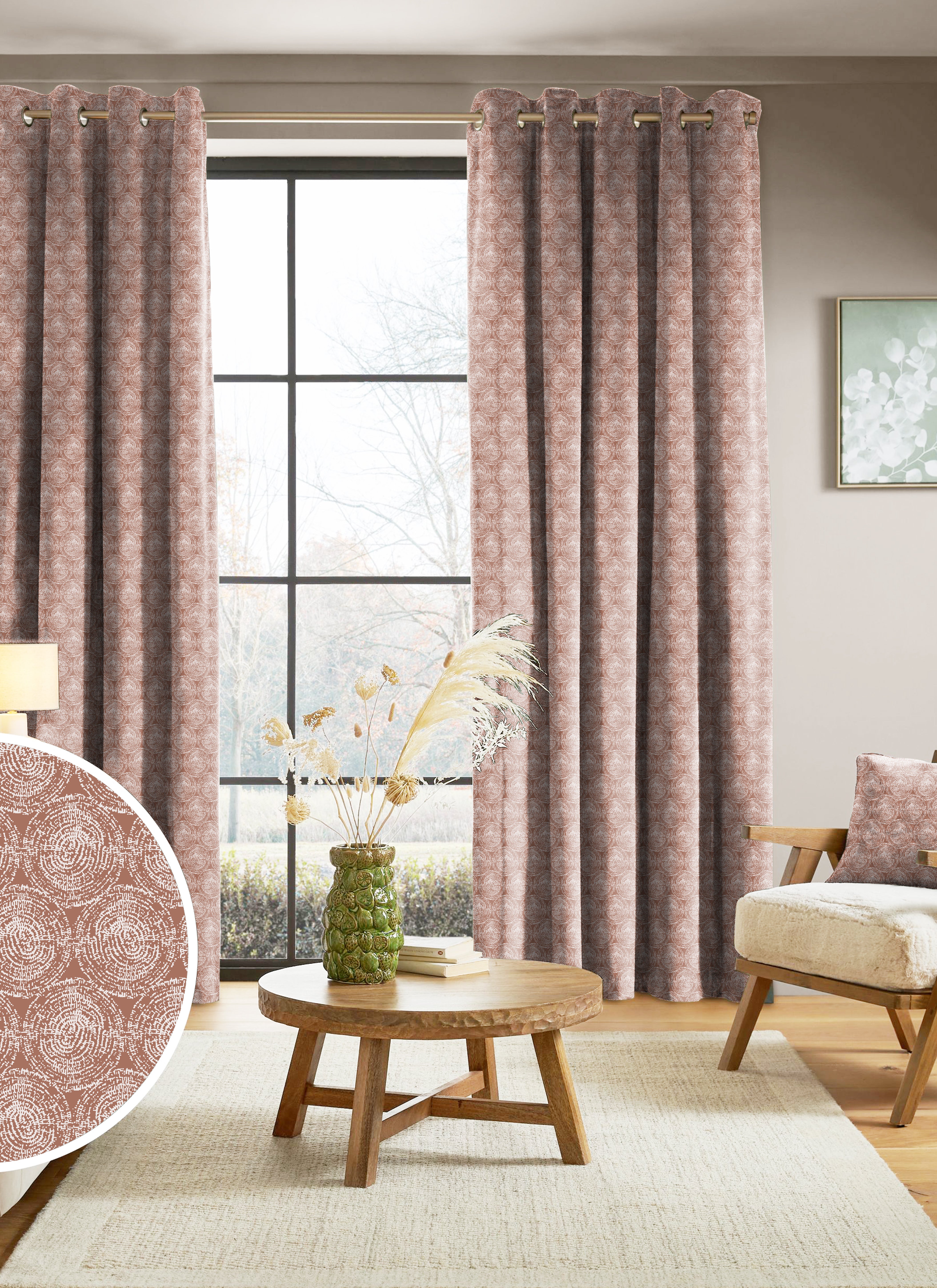 FUSION PEACH PRINTED BLACKOUT CURTAIN
