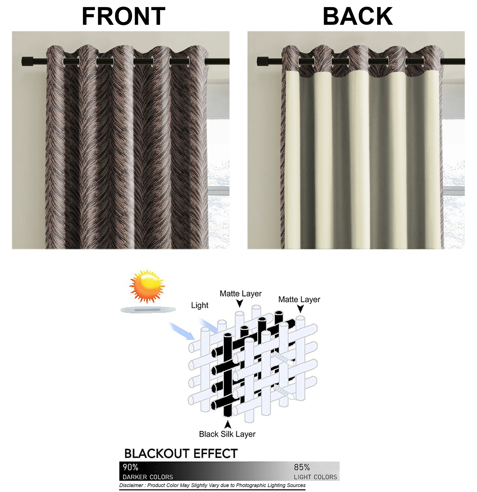 Luxor Charcoal Printed Blackout Curtains