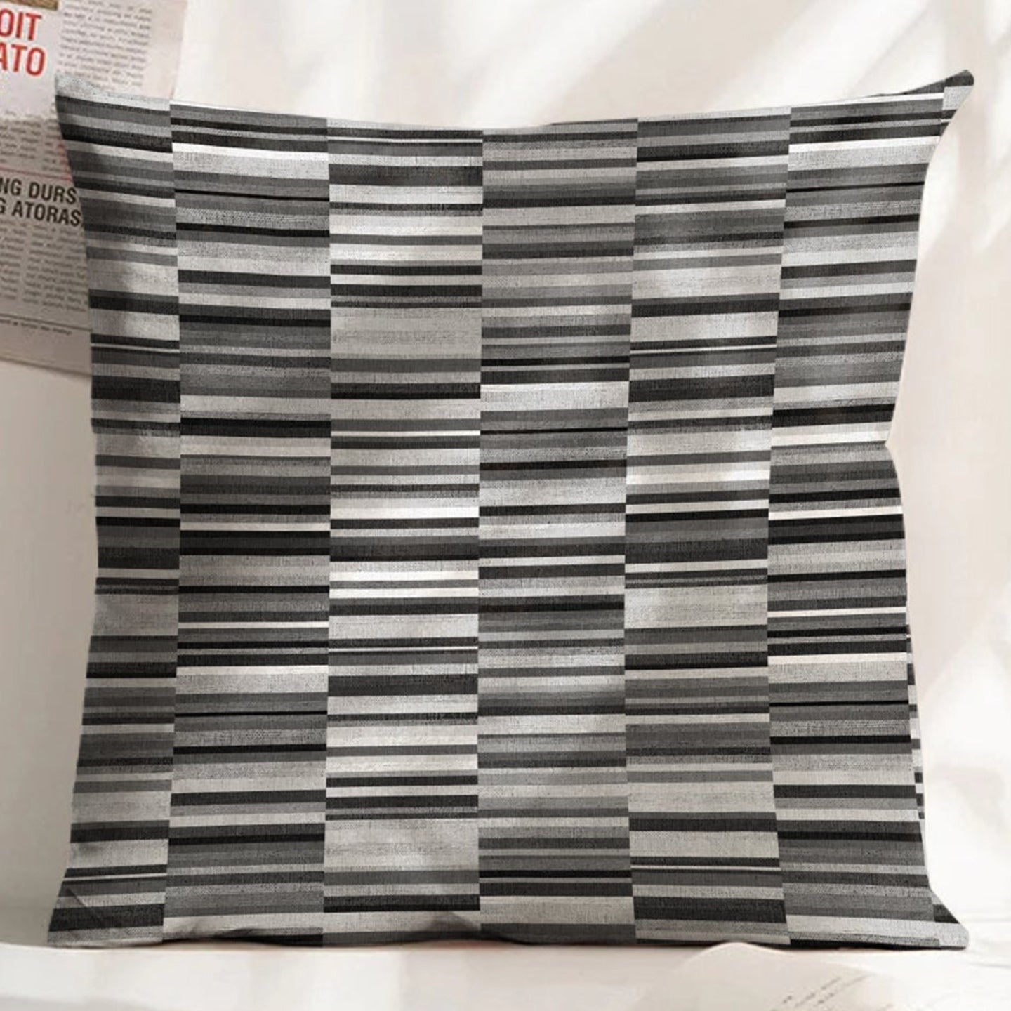 ILLUSION DASH DIGITAL PRINTED CUSHION COVER BLACK/GREY (Pack of 2)