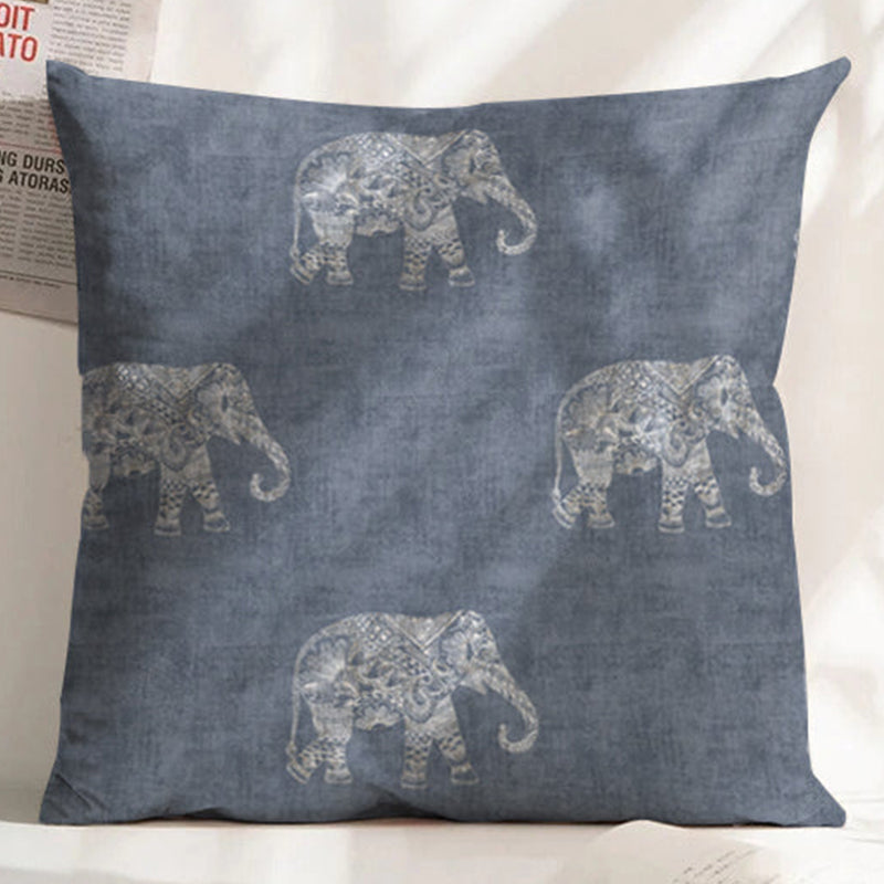 JODHPUR ELEPHANT DIGITAL PRINTED CUSHION COVER INDIGO (Pack of 2)
