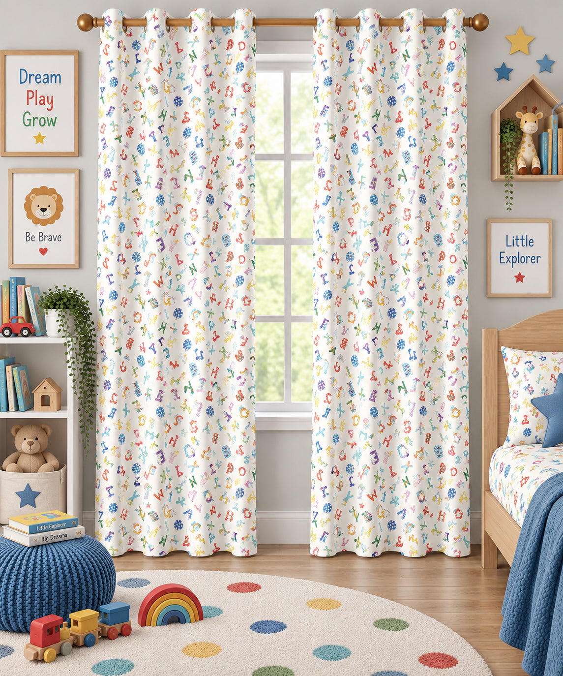 Playful Alphabet Printed Curtain
