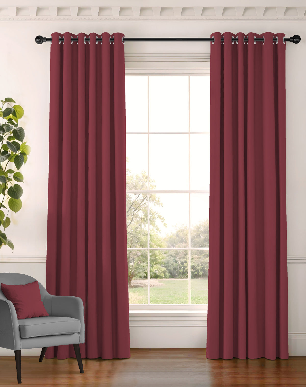 SUNBLOCK PLUS BURGUNDY PRINTED CURTAIN