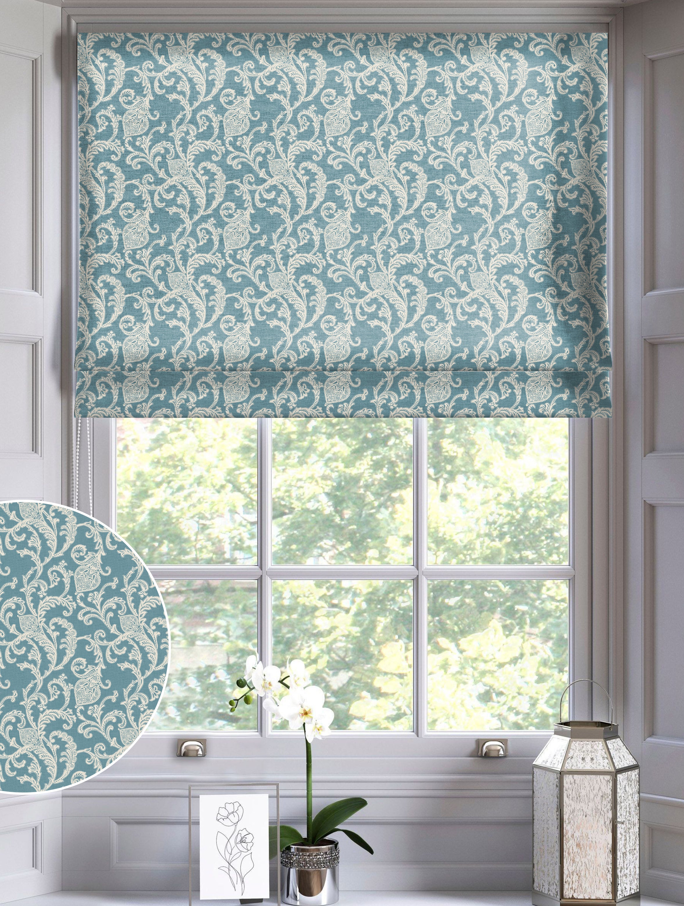 KOCHIN TEAL READY MADE ROMAN BLIND
