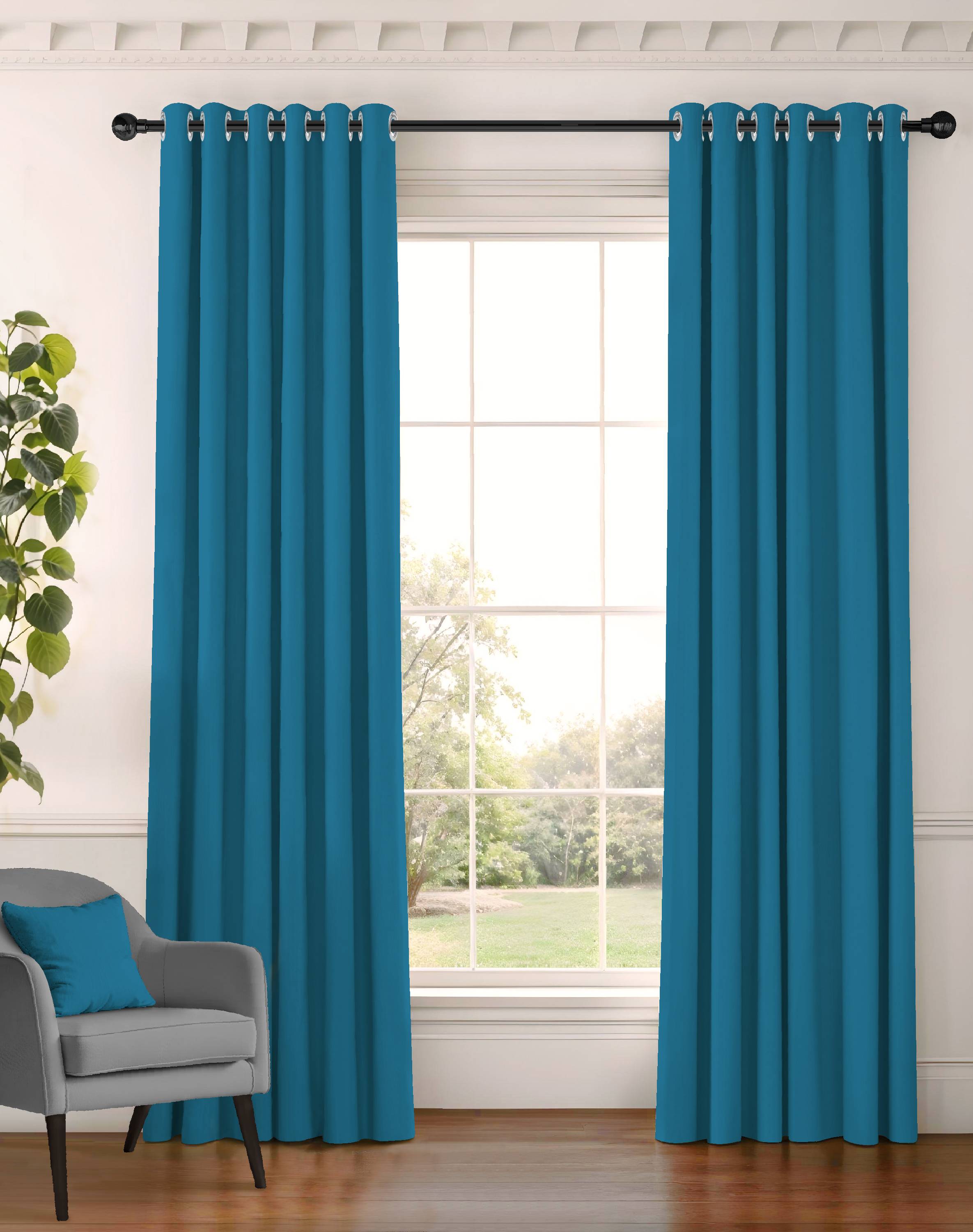 SUNBLOCK PLUS TEAL PRINTED CURTAIN