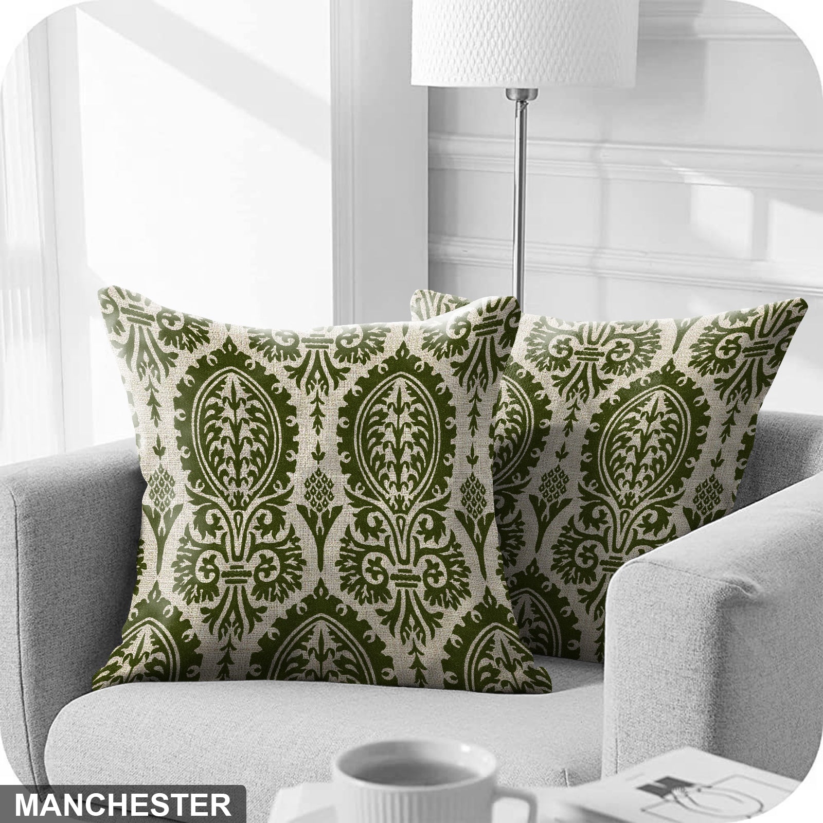MANCHESTER ARMY GREEN DIGITAL PRINTED CUSHION COVER (Pack of 2)