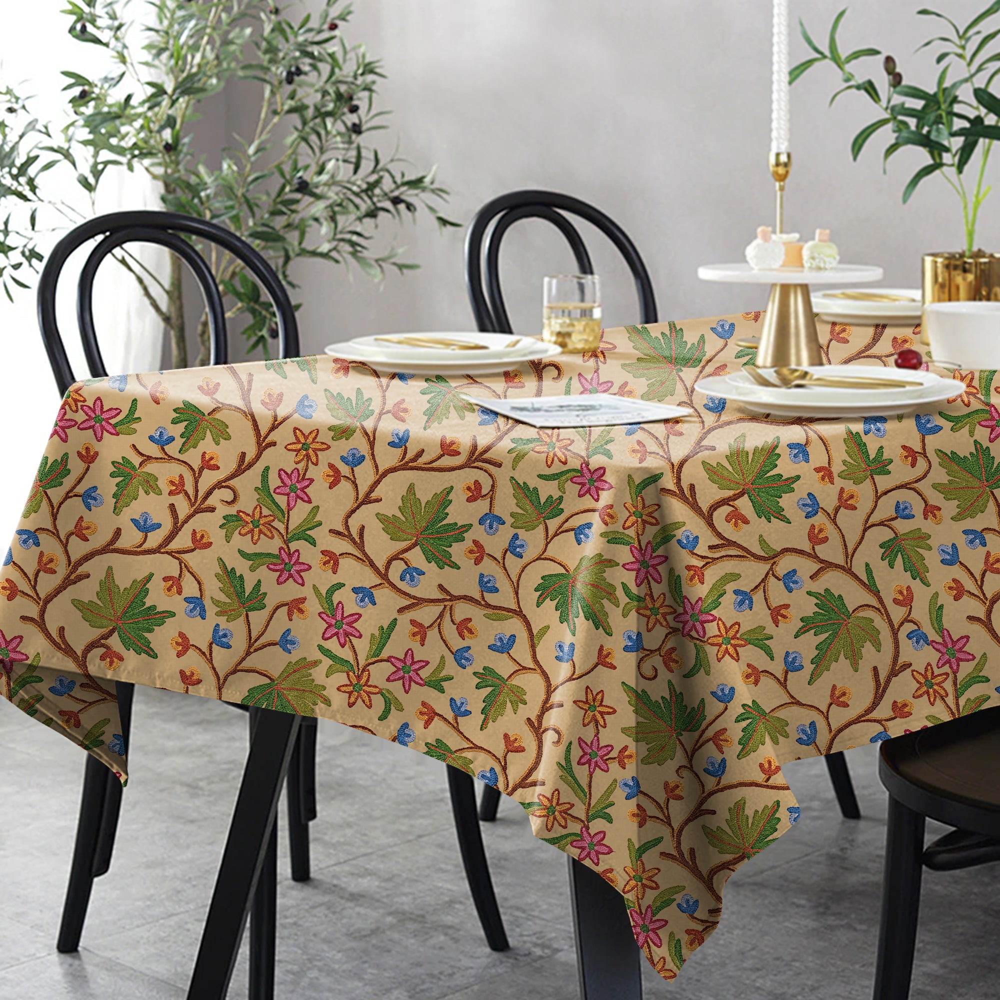 VAROSKI KASHMIRI BEIGE TABLE CLOTH