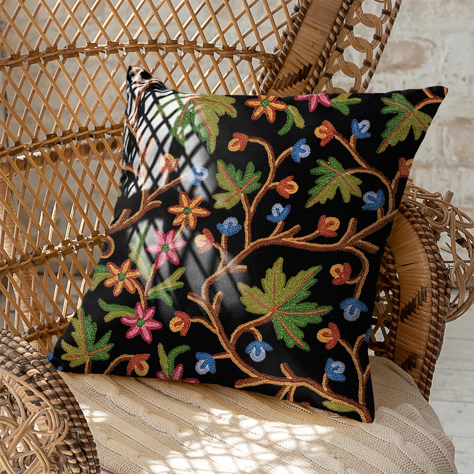 VAROSKI KASHMIRI BLACK DIGITAL PRINTED CUSHION COVER (Pack of 2)