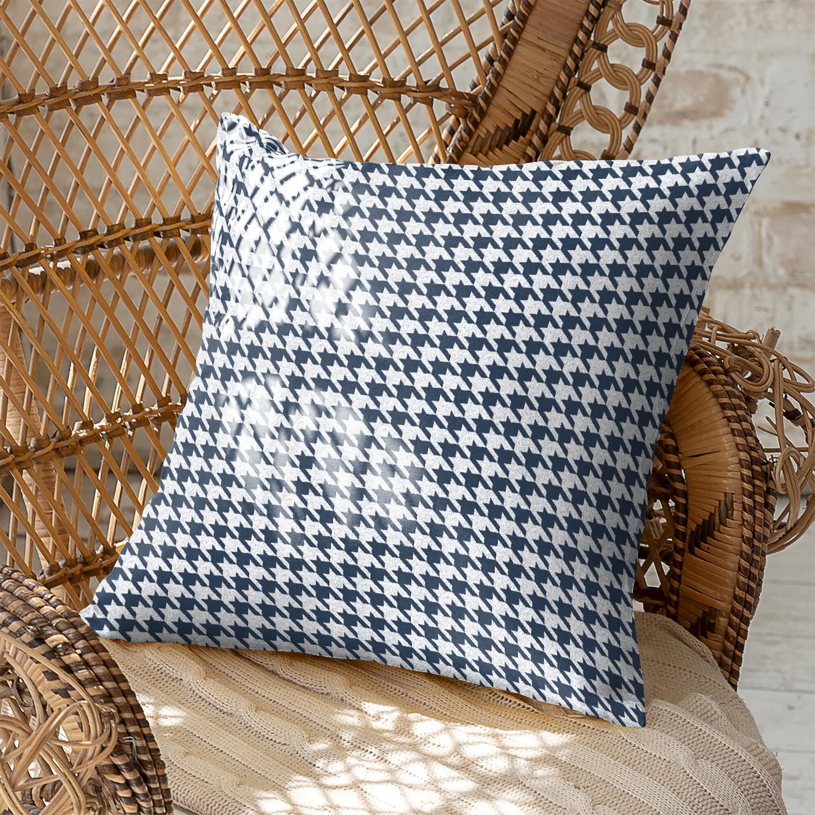 HOUNDSTOOTH BLEU (16X16 INCH) DIGITAL PRINTED CUSHION COVER