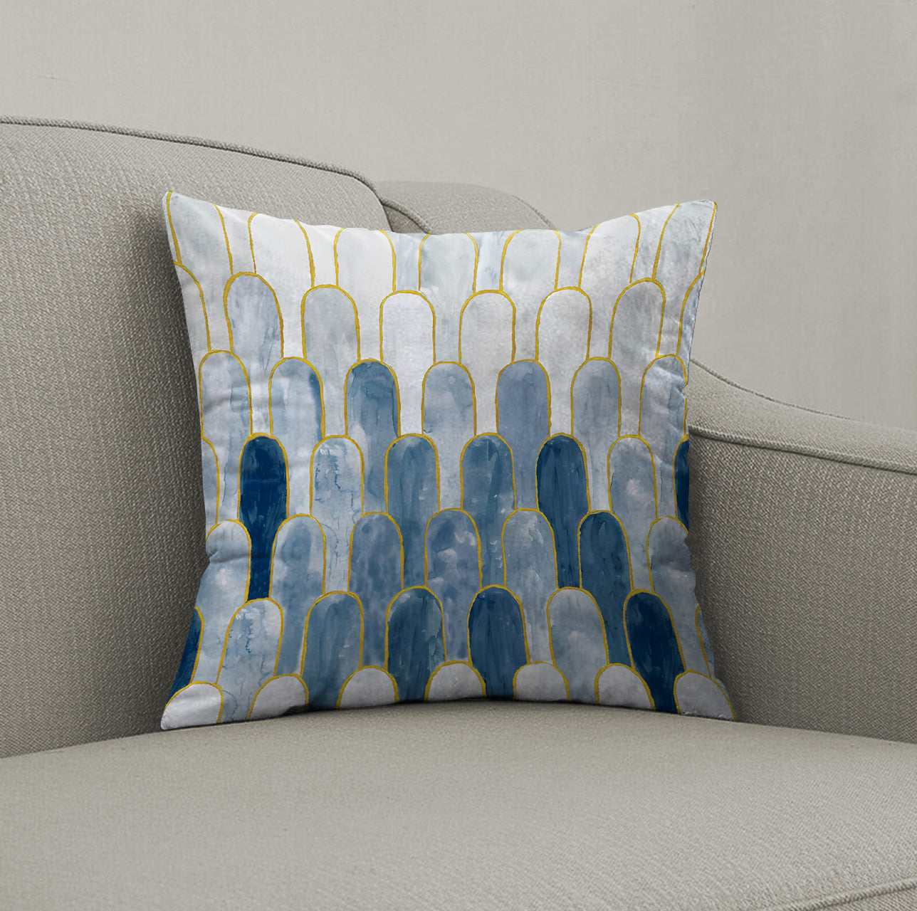 NICOBAR BLUE DIGITAL PRINTED CUSHION COVER