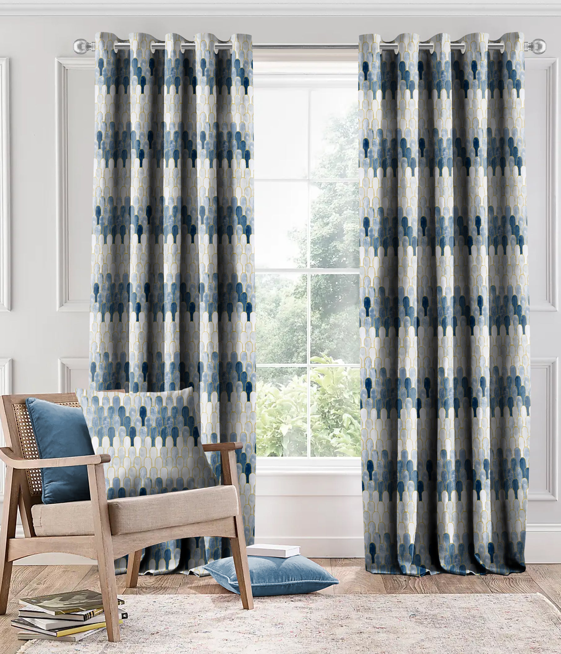 NICOBAR BLUE PRINTED BLACKOUT CURTAIN